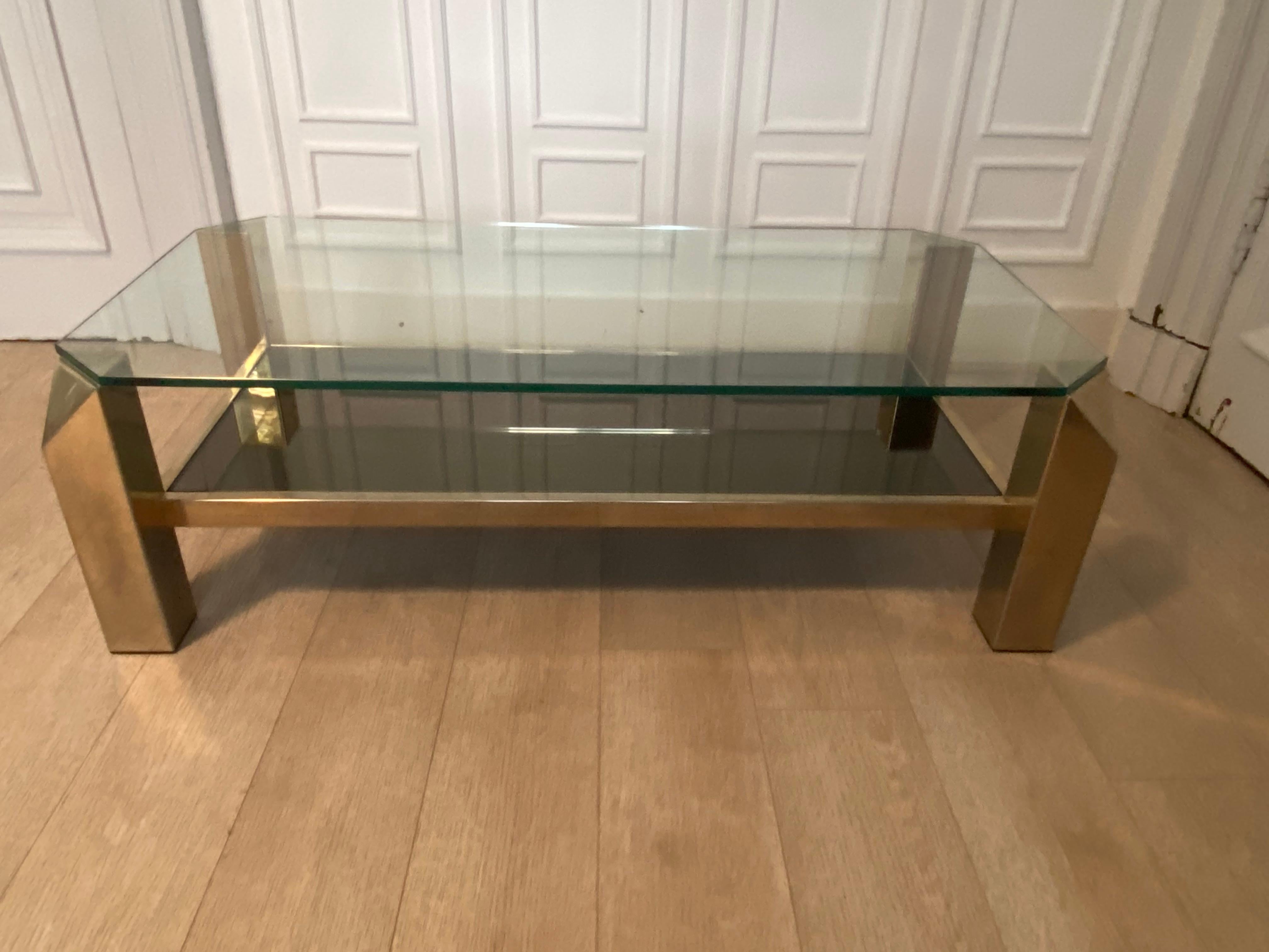 Metal Belgo Chrom Coffee Table Gilded with 23K Fine Gold