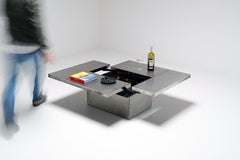 Mesa de centro Belgo Chrom en RVS con barra oculta, años 70
