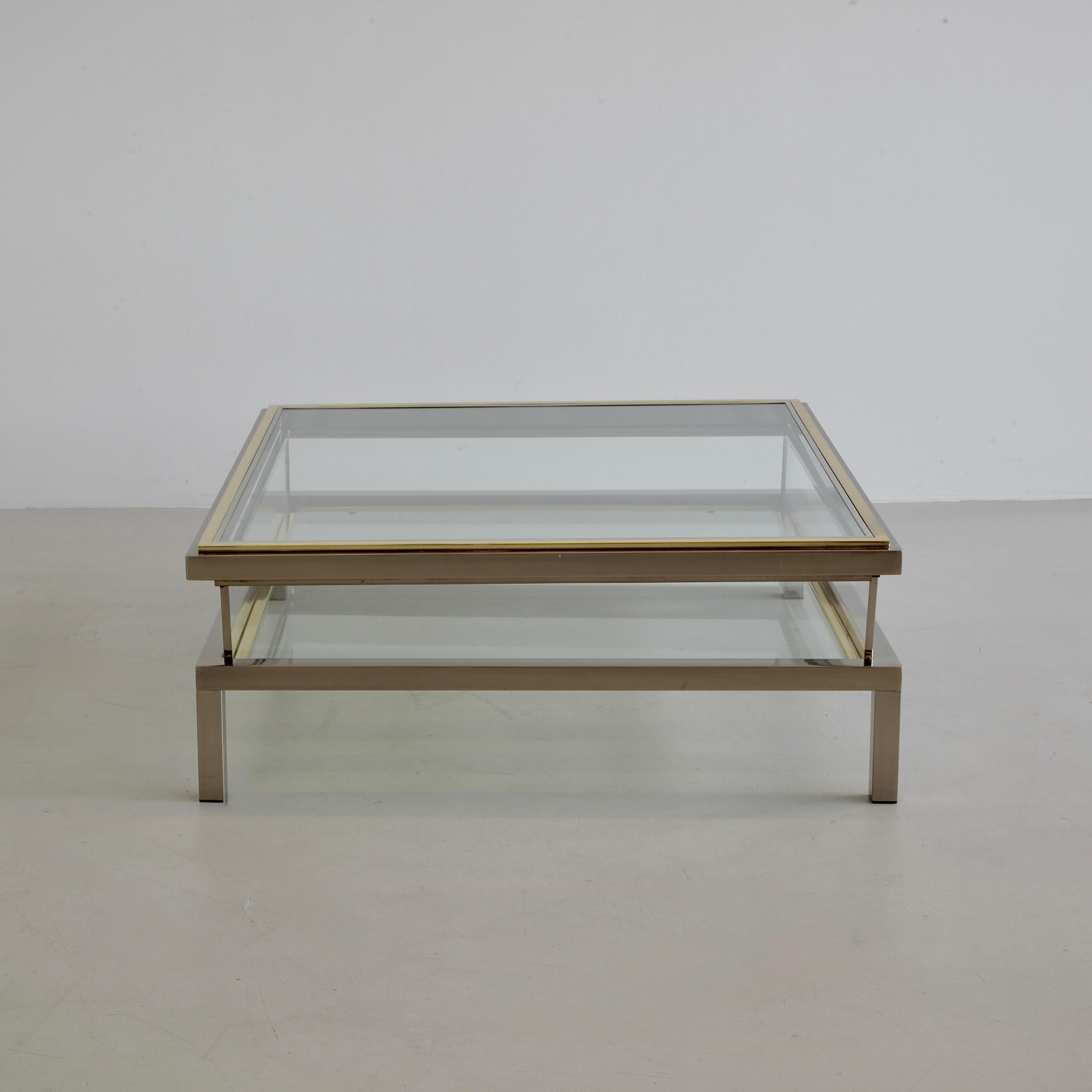 Mid-Century Modern BELGO CHROM Coffee Table with sliding Top, 1970s For Sale