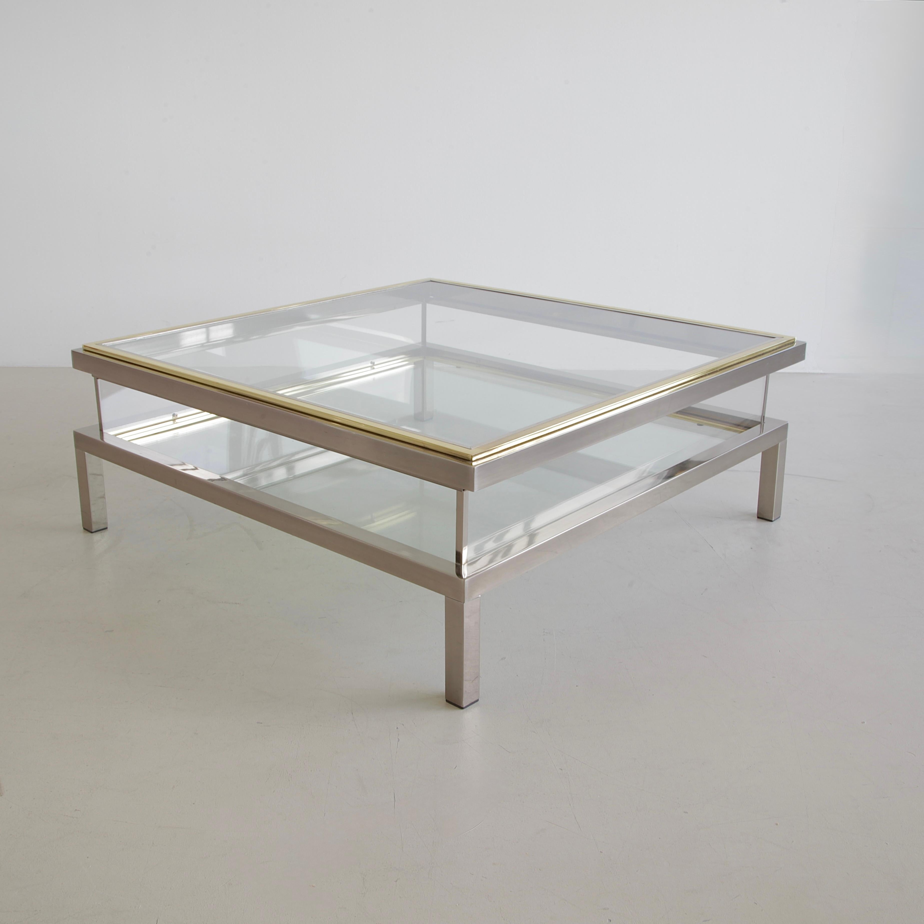 BELGO CHROM Coffee Table with sliding Top, 1970s In Good Condition For Sale In Berlin, Berlin