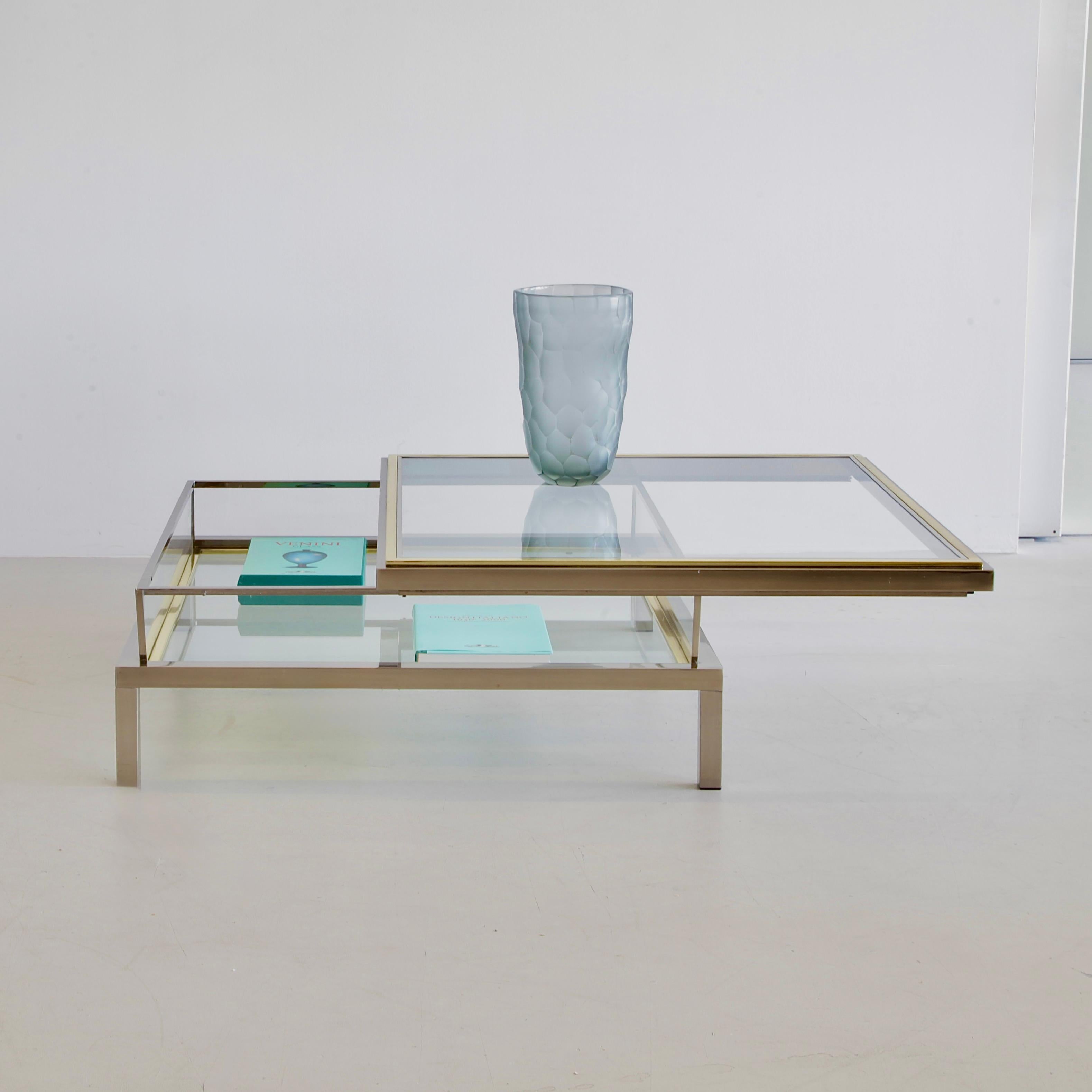 Late 20th Century BELGO CHROM Coffee Table with sliding Top, 1970s For Sale