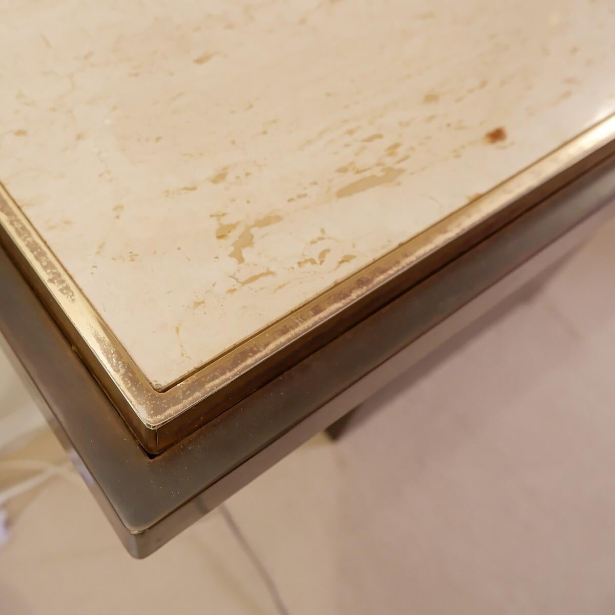 Brass Belgo Chrom Console and Mirror - Belgium 1970s For Sale