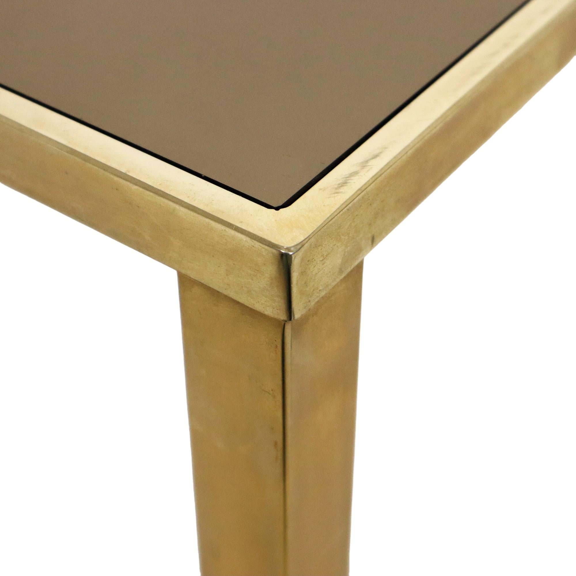 Table d'appoint Belgo Chrom Dewulf Table Plant Table en verre fumé doré 23 carats en vente 2