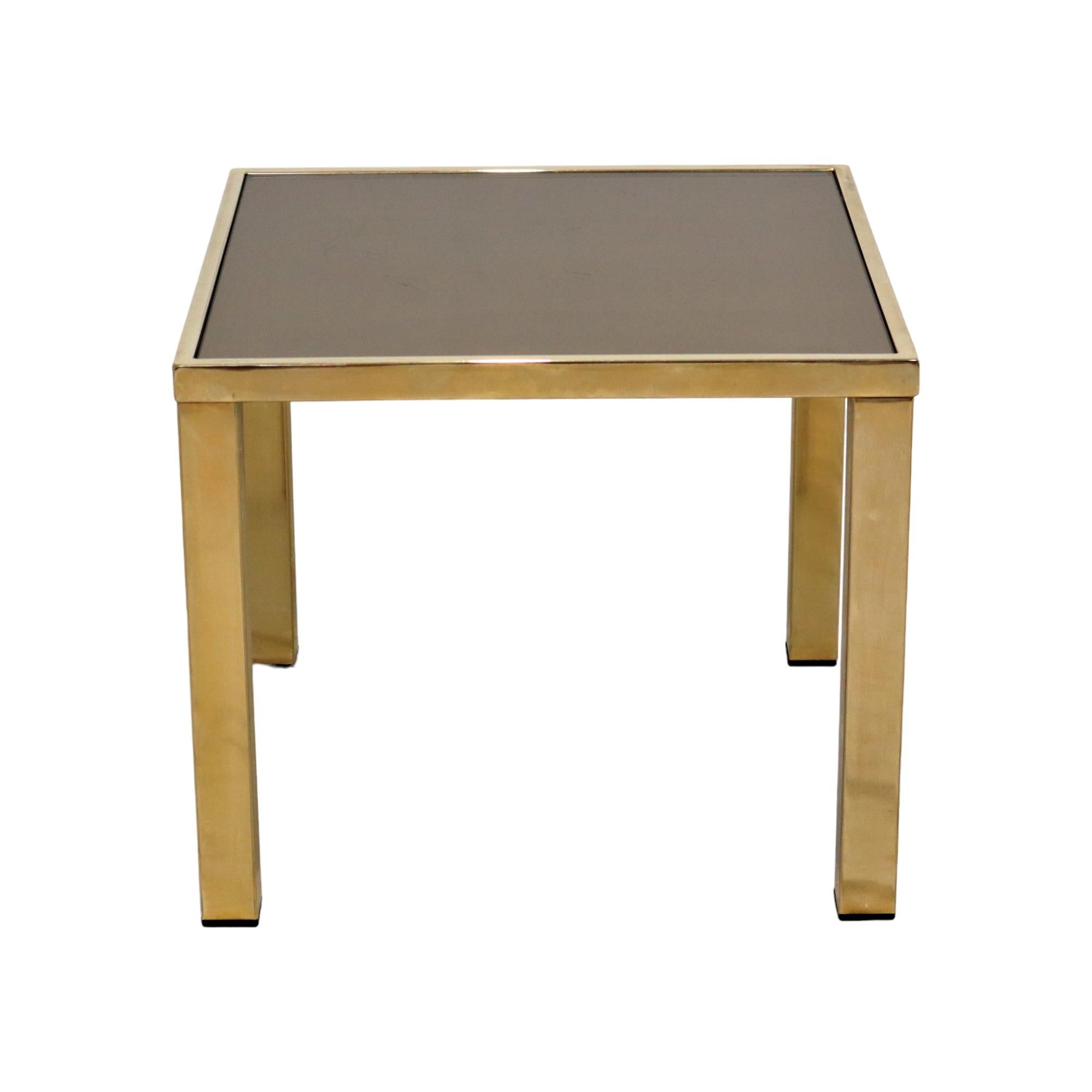 Mid-Century Modern Table d'appoint Belgo Chrom Dewulf Table Plant Table en verre fumé doré 23 carats en vente