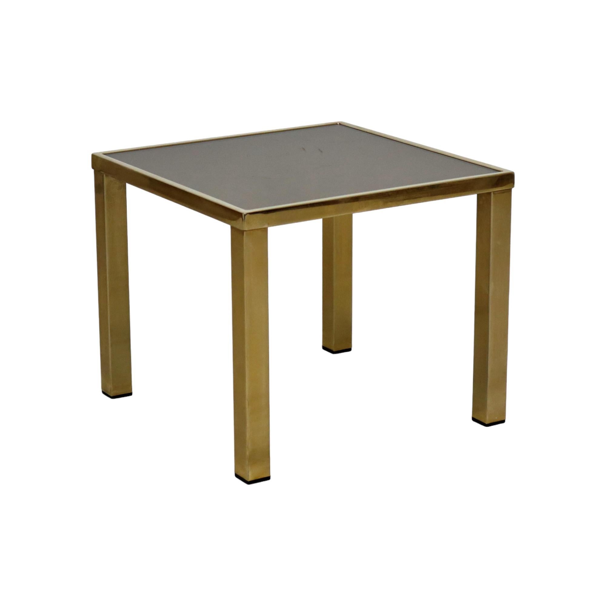 Belge Table d'appoint Belgo Chrom Dewulf Table Plant Table en verre fumé doré 23 carats en vente