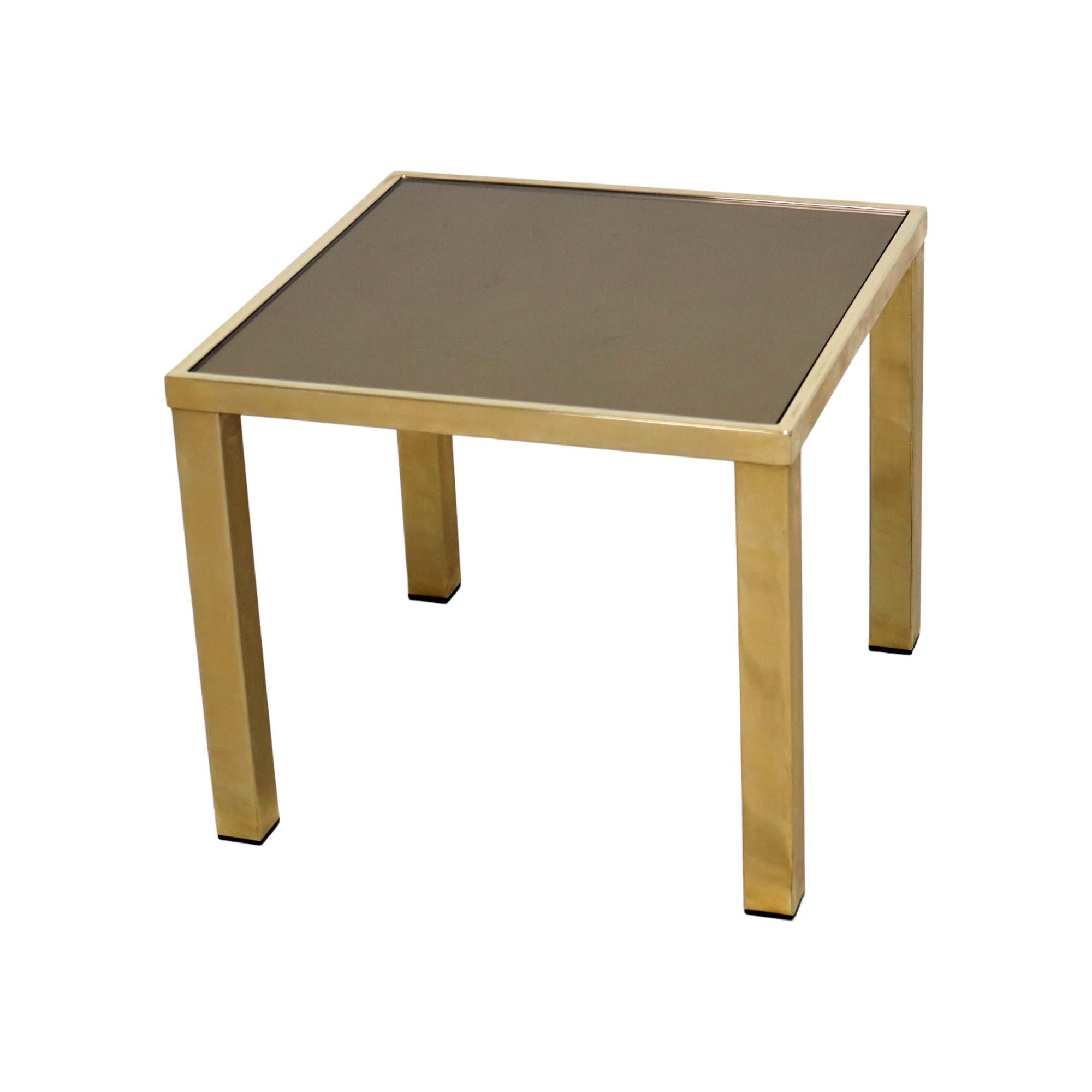 Doré Table d'appoint Belgo Chrom Dewulf Table Plant Table en verre fumé doré 23 carats en vente