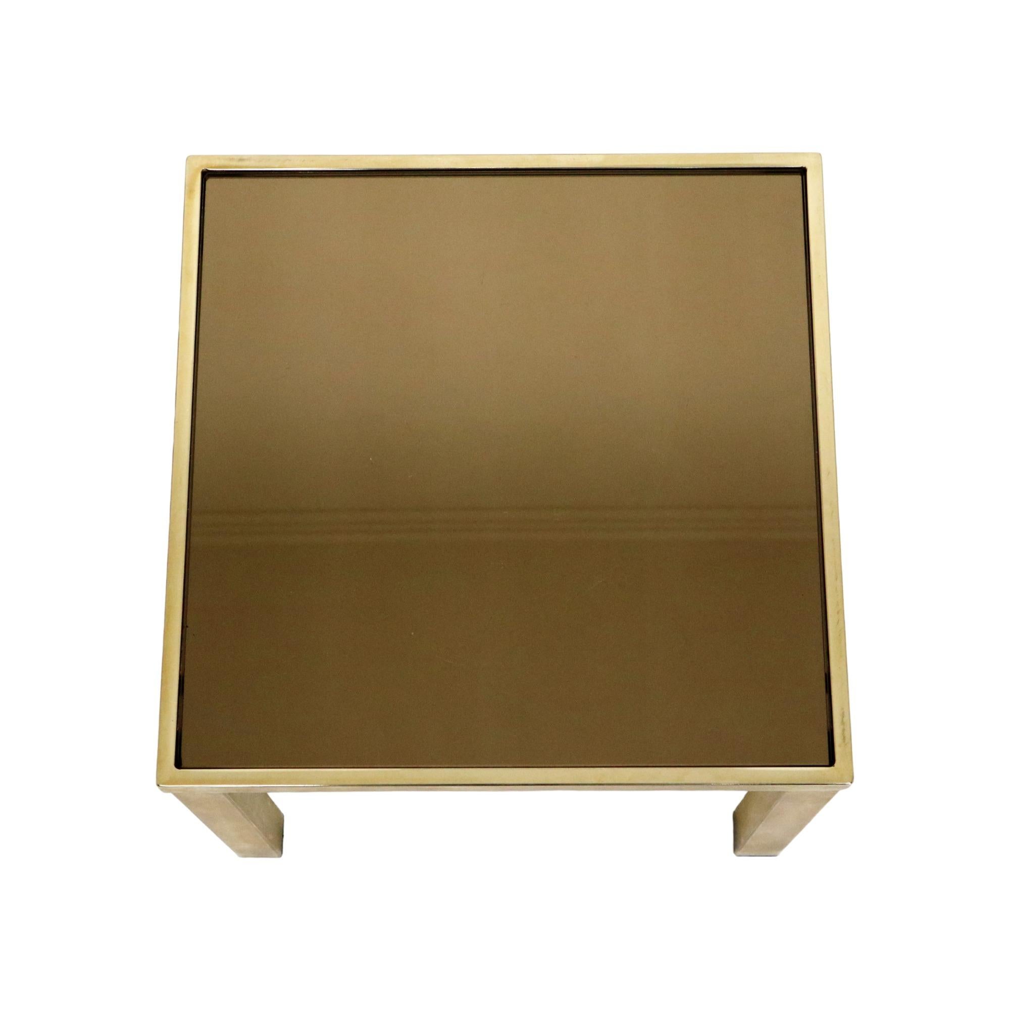 Table d'appoint Belgo Chrom Dewulf Table Plant Table en verre fumé doré 23 carats Bon état - En vente à Poperinge, BE