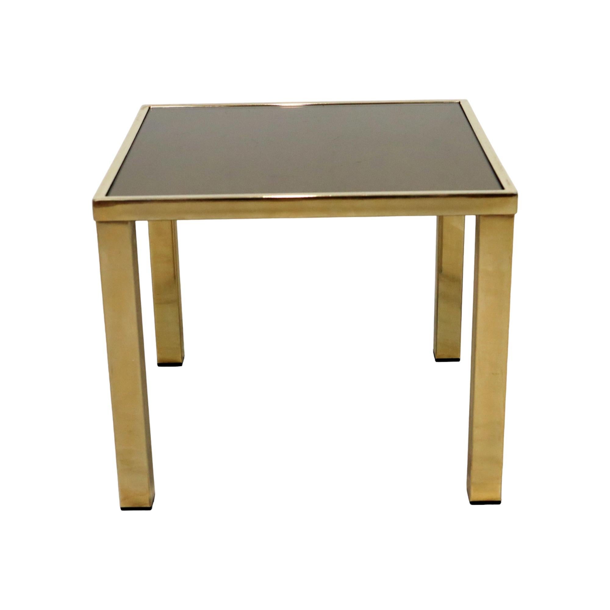 Table d'appoint Belgo Chrom Dewulf Table Plant Table en verre fumé doré 23 carats en vente 1