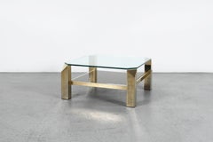 Belgo Chrom Gold Plated Coffee Table with Smoked Glass Shelf 1970s
