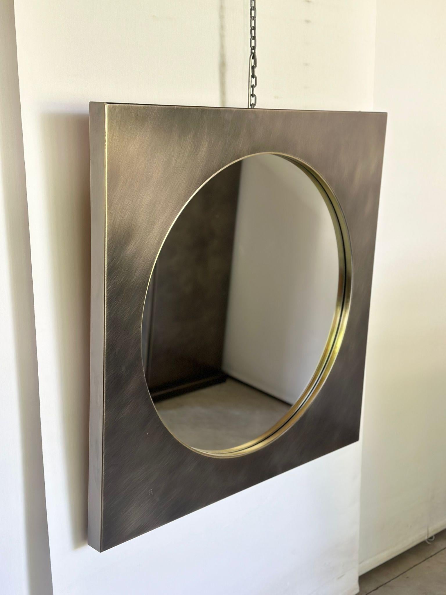 Credenza Belgo Chrom con mobile e specchio in acciaio inossidabile spazzolato, anni '80 in vendita 9