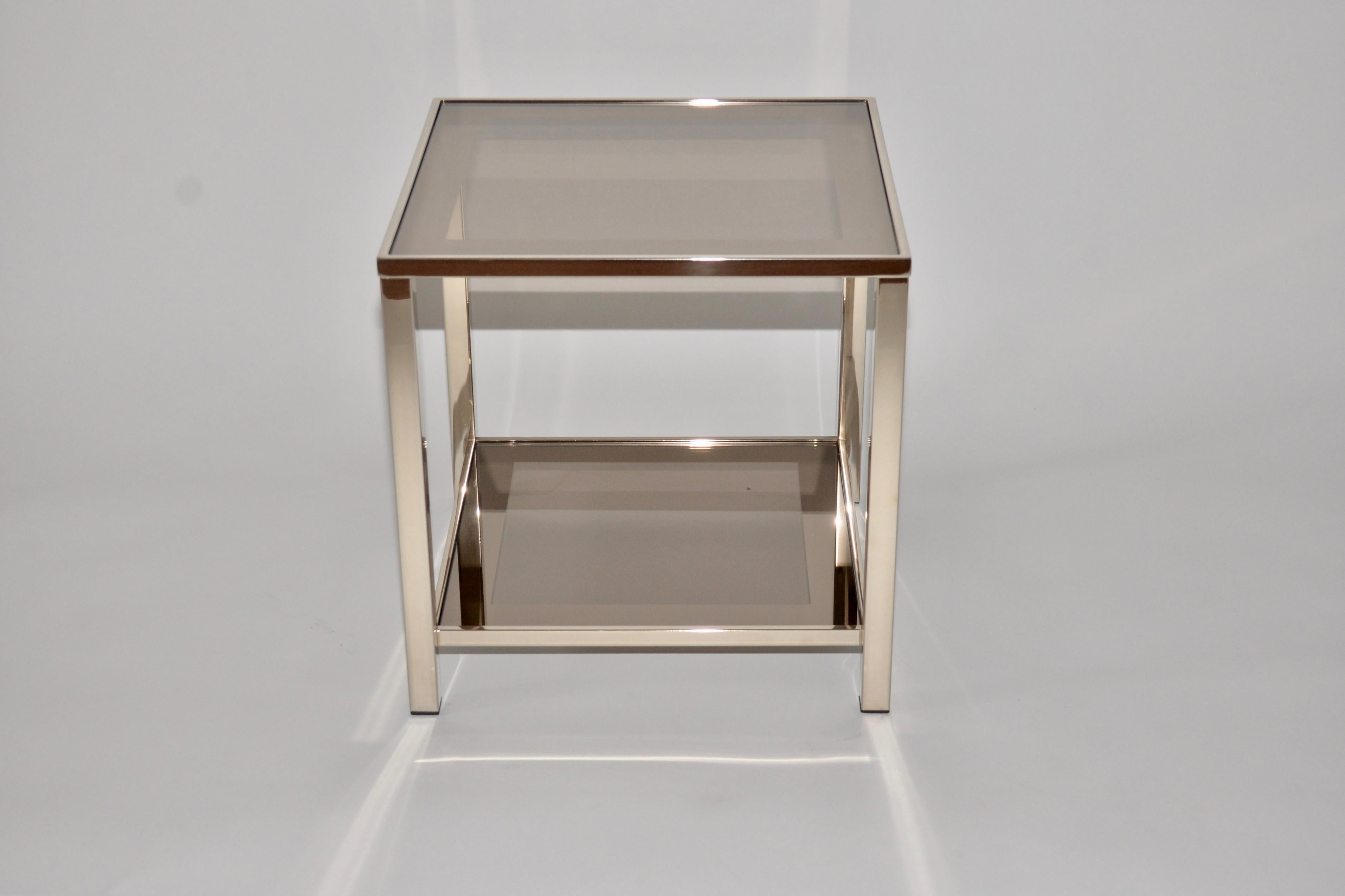Mid-Century Modern Belgo Chrome 23-Karat Gold-Plated 2-Tier Side Table