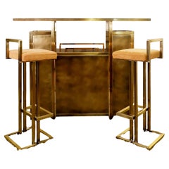 Belgo Chrome Bar und zwei Hocker Set, um 1970