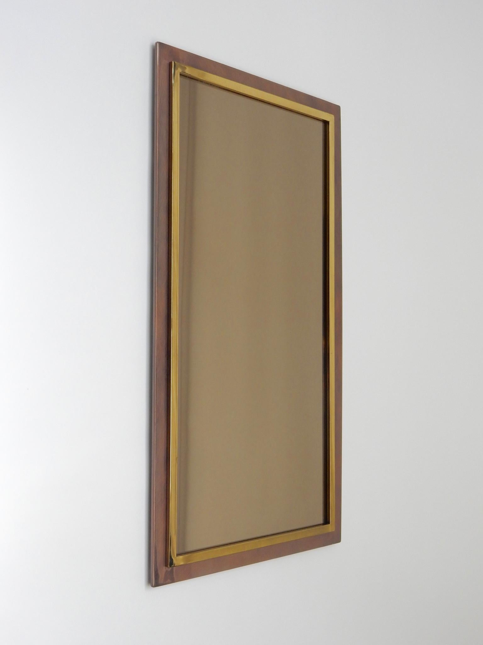 Belgo Chrome smoked mirror with brass and rose brass finish, 1970s.