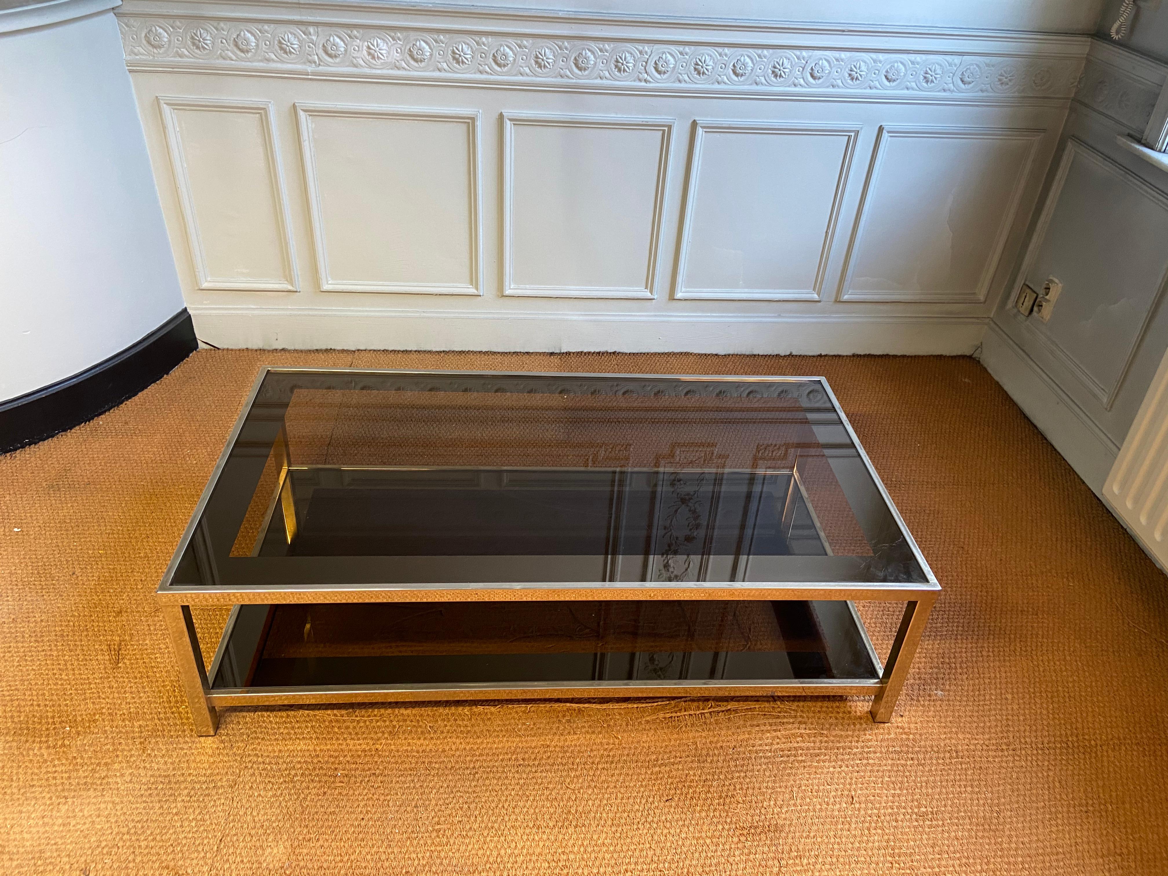 20th Century Belgo Chrome Coffee Table Gilded with 23k Fine Gold