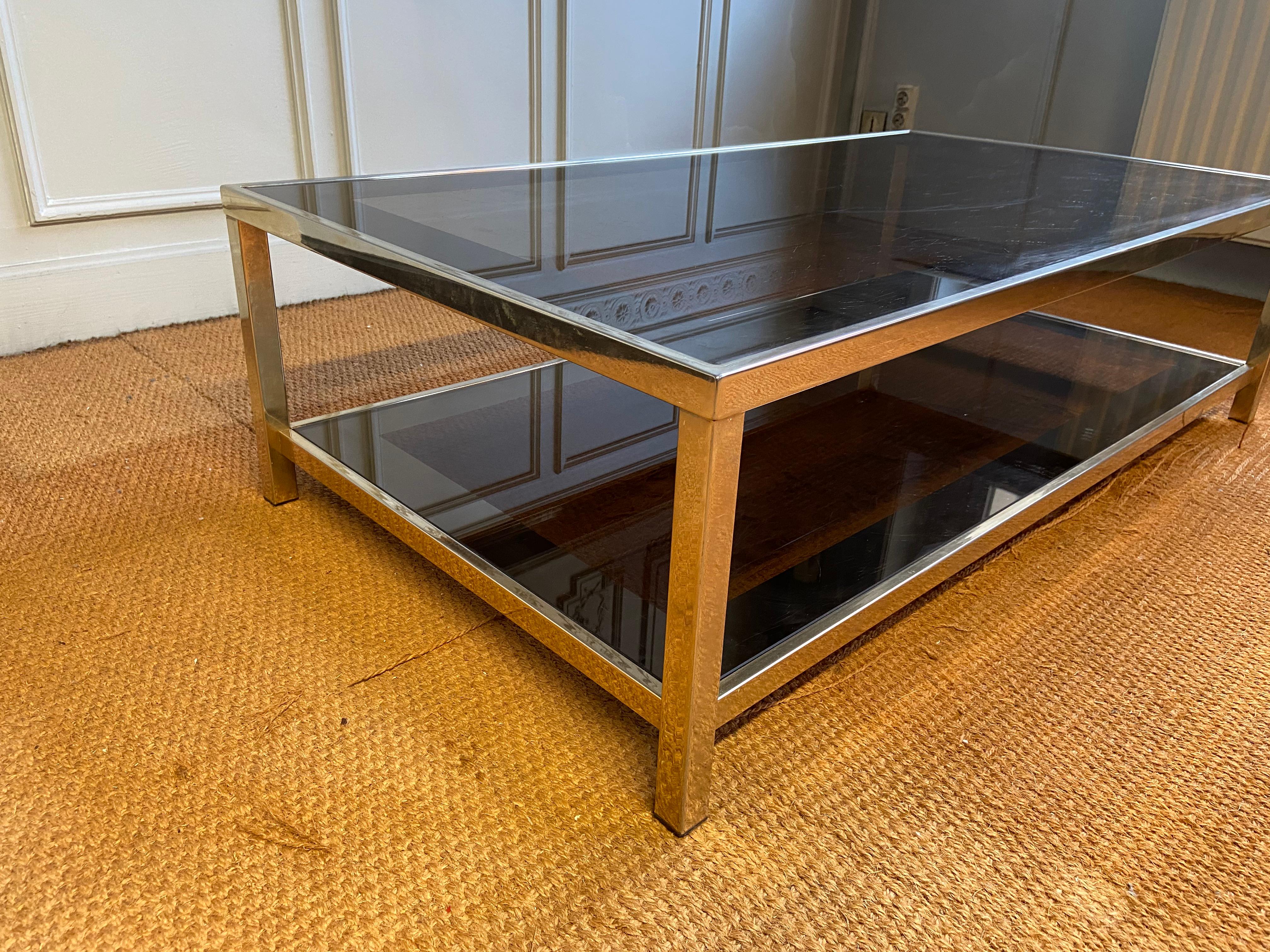 Metal Belgo Chrome Coffee Table Gilded with 23k Fine Gold