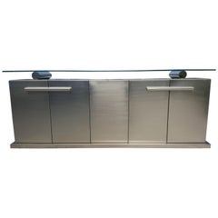 Belgo Chrome Credenza Sideboard Mid-Century Modern Hollywood Regency