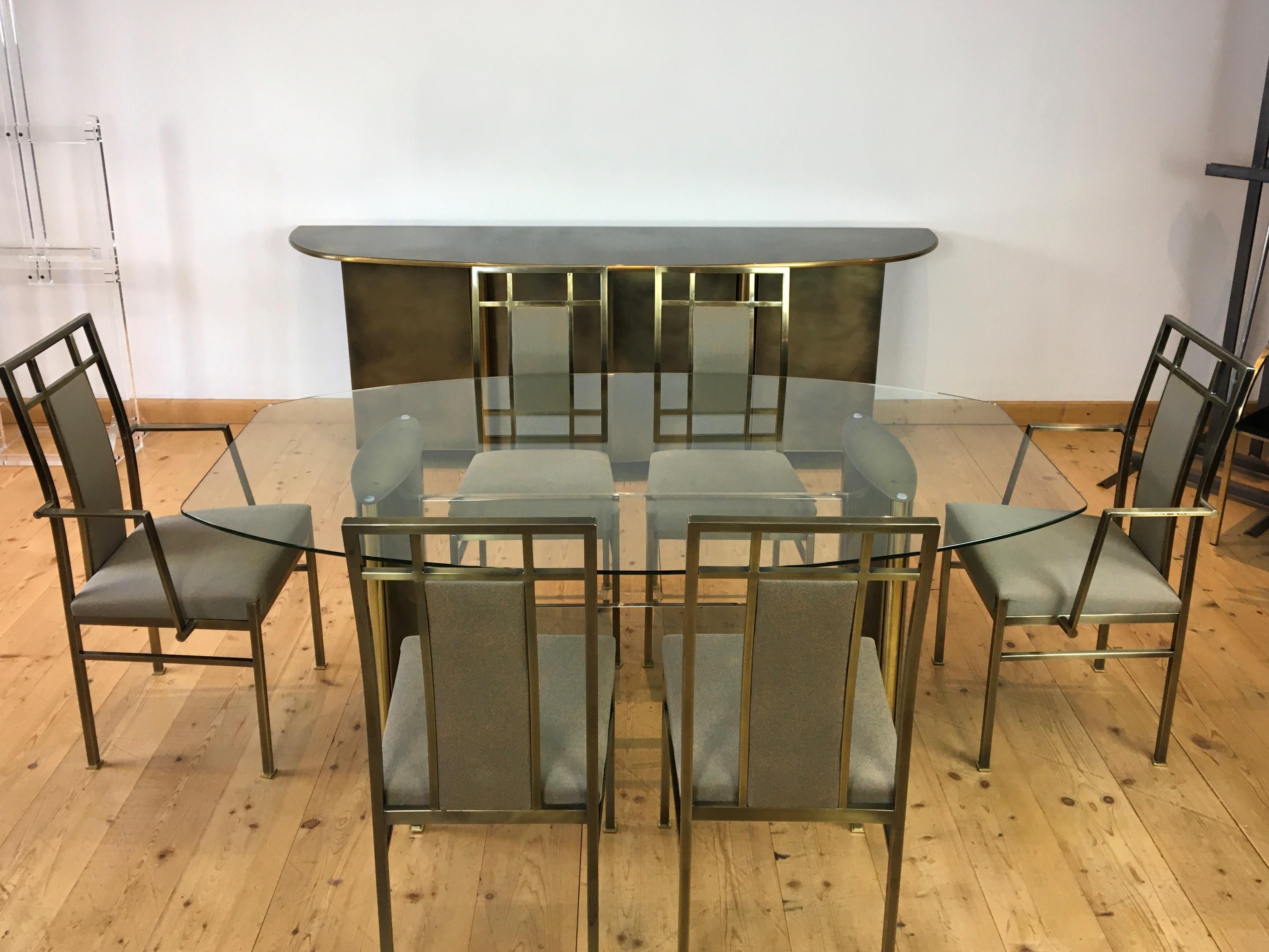 Belgo Chrome Dining Room Set, Glass Table with 6 Chairs  For Sale 9