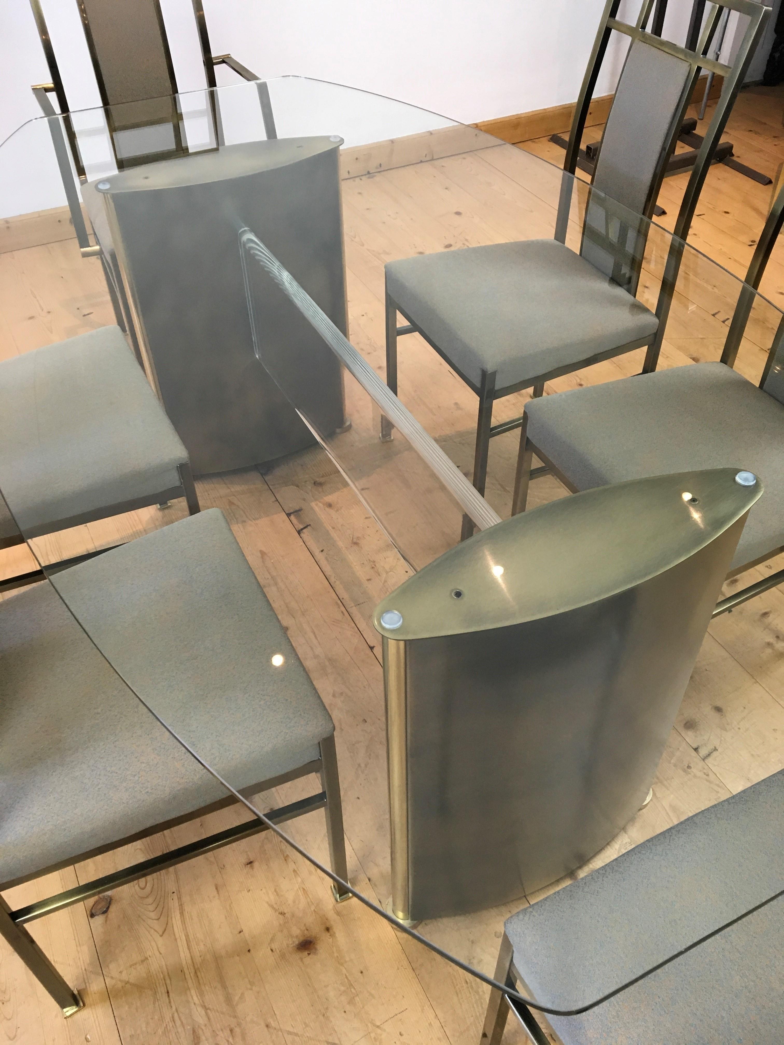 Belgo Chrome Esszimmer-Set, Glastisch mit 6 Stühlen  (Belgisch) im Angebot