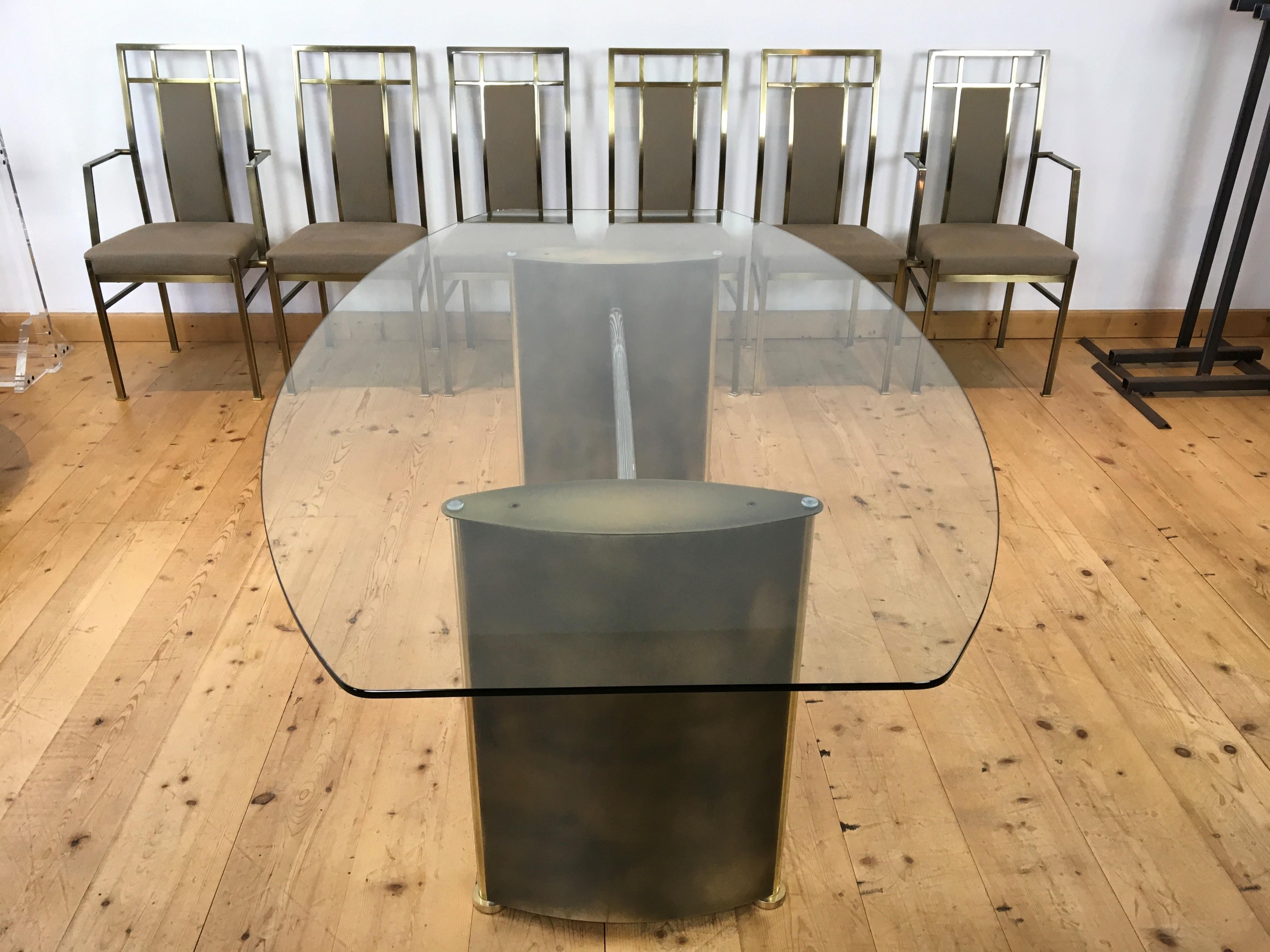 Belgo Chrome Esszimmer-Set, Glastisch mit 6 Stühlen  im Zustand „Gut“ im Angebot in Antwerp, BE