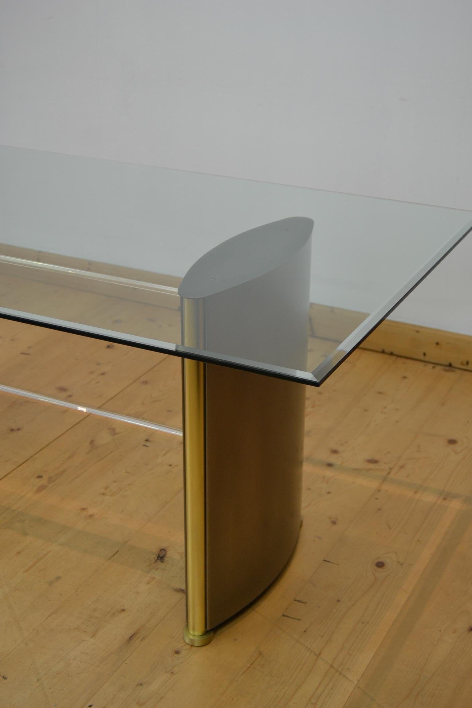Belgo Chrome Dining Table with Lucite Connecting Piece 7