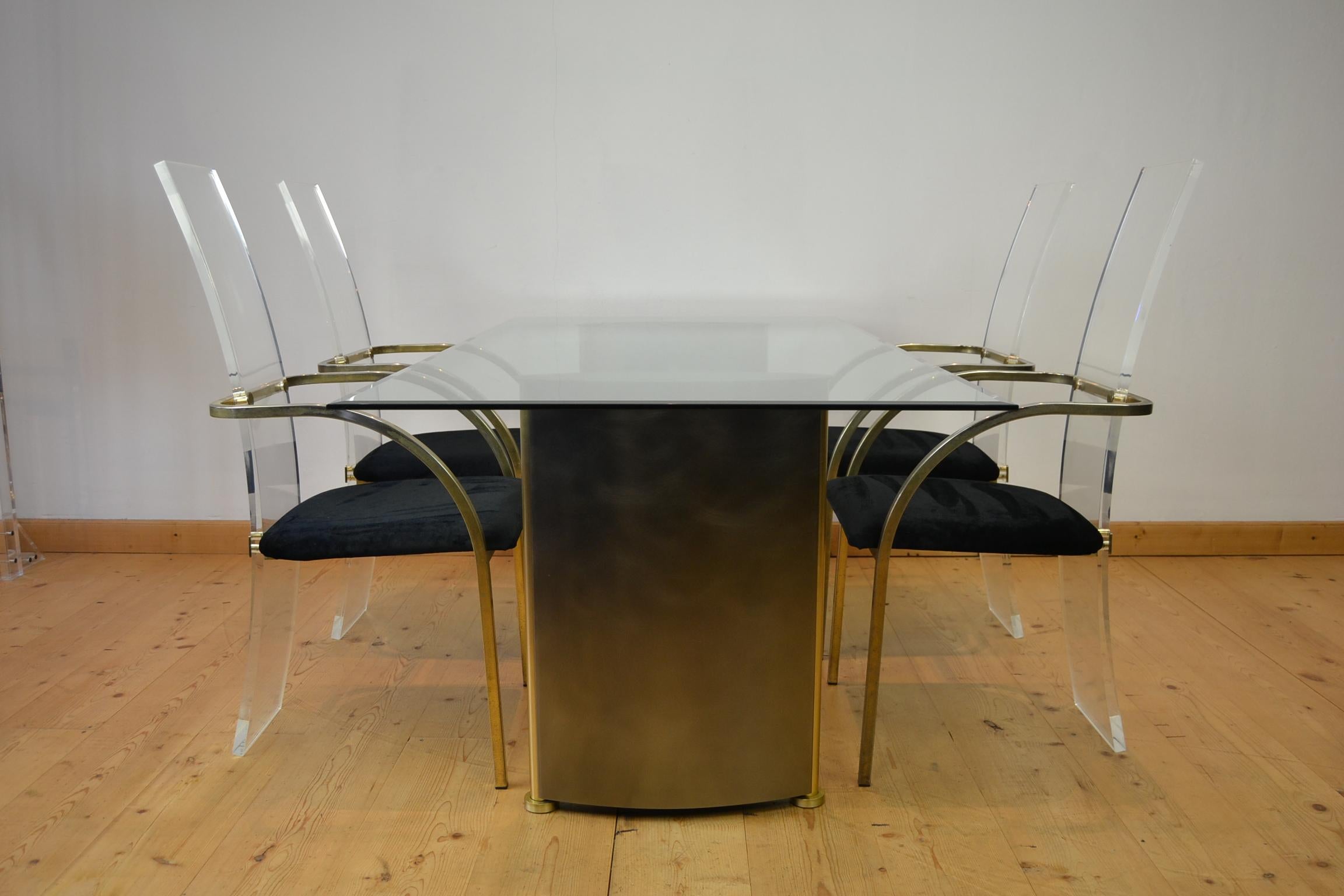 Belgo Chrome Dining Table with Lucite Connecting Piece 12