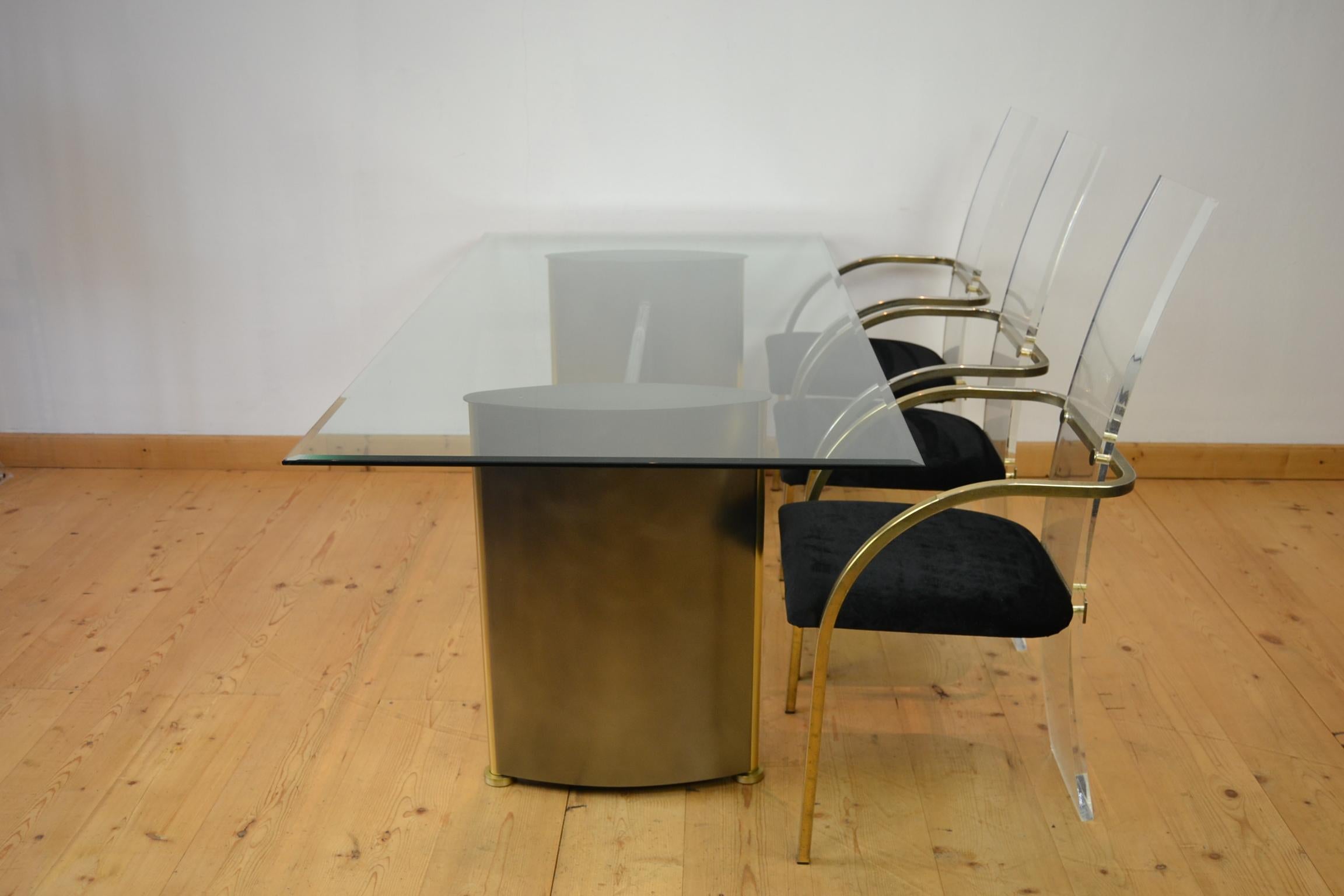 Belgo Chrome Dining Table with Lucite Connecting Piece 1