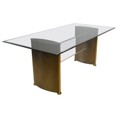 Table de salle à manger Belgo chromée avec pièce de connexion en lucite