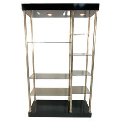 Belgo Chrome Etagere in Smoked Glass Shelving and Brass