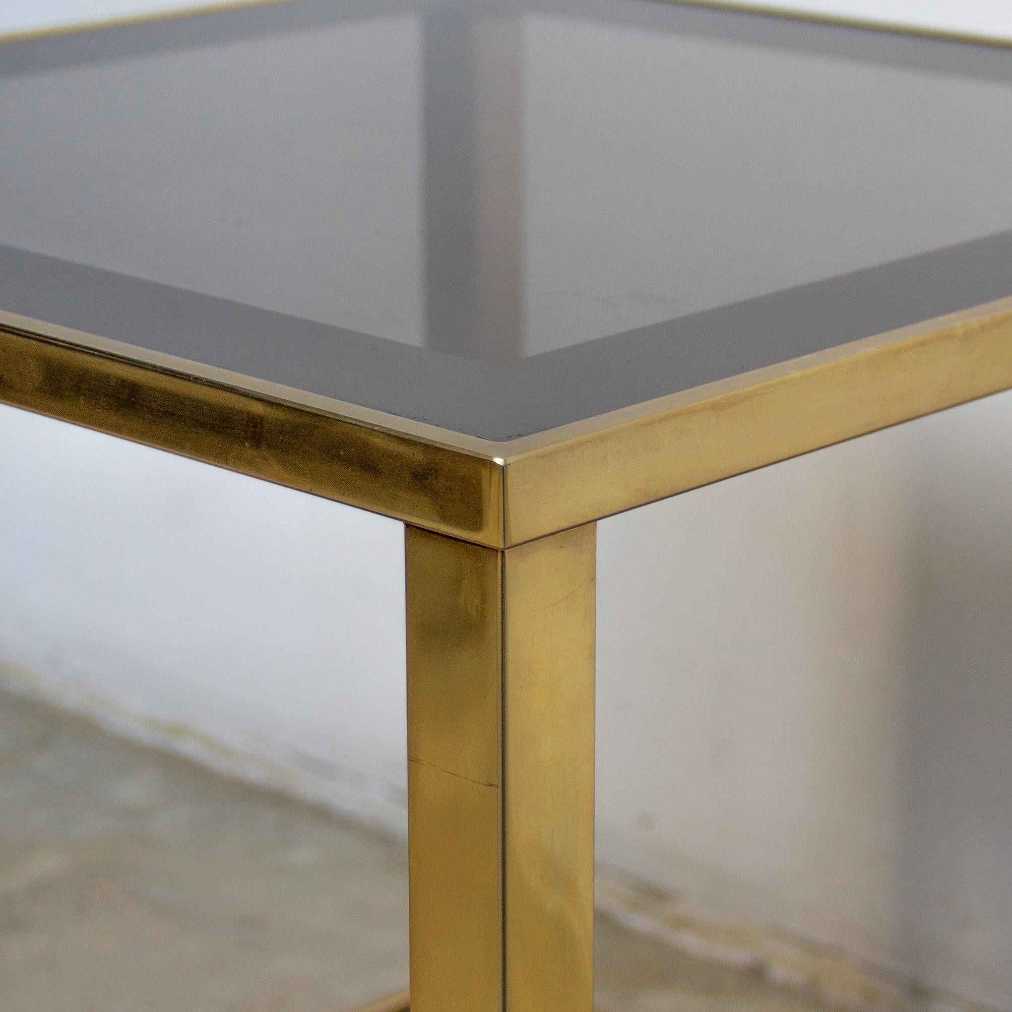 Belgian Belgo Chrome Gold-Plated Vintage Side Table With Shelf, 1980s