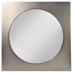 Miroir Belgo chromé en acier brossé, années 1970