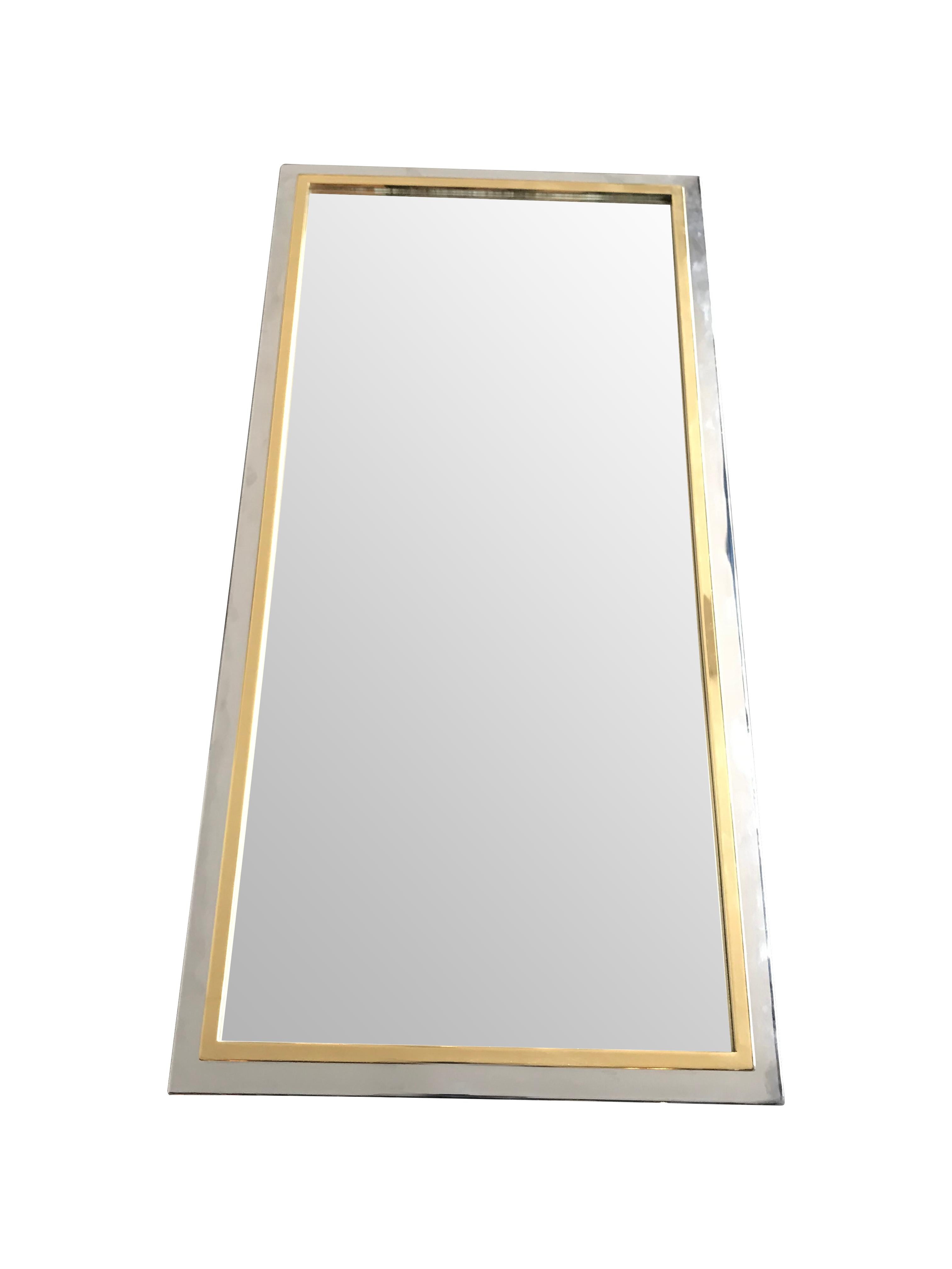 A Belgo chrome mirror with brass and chrome frame.