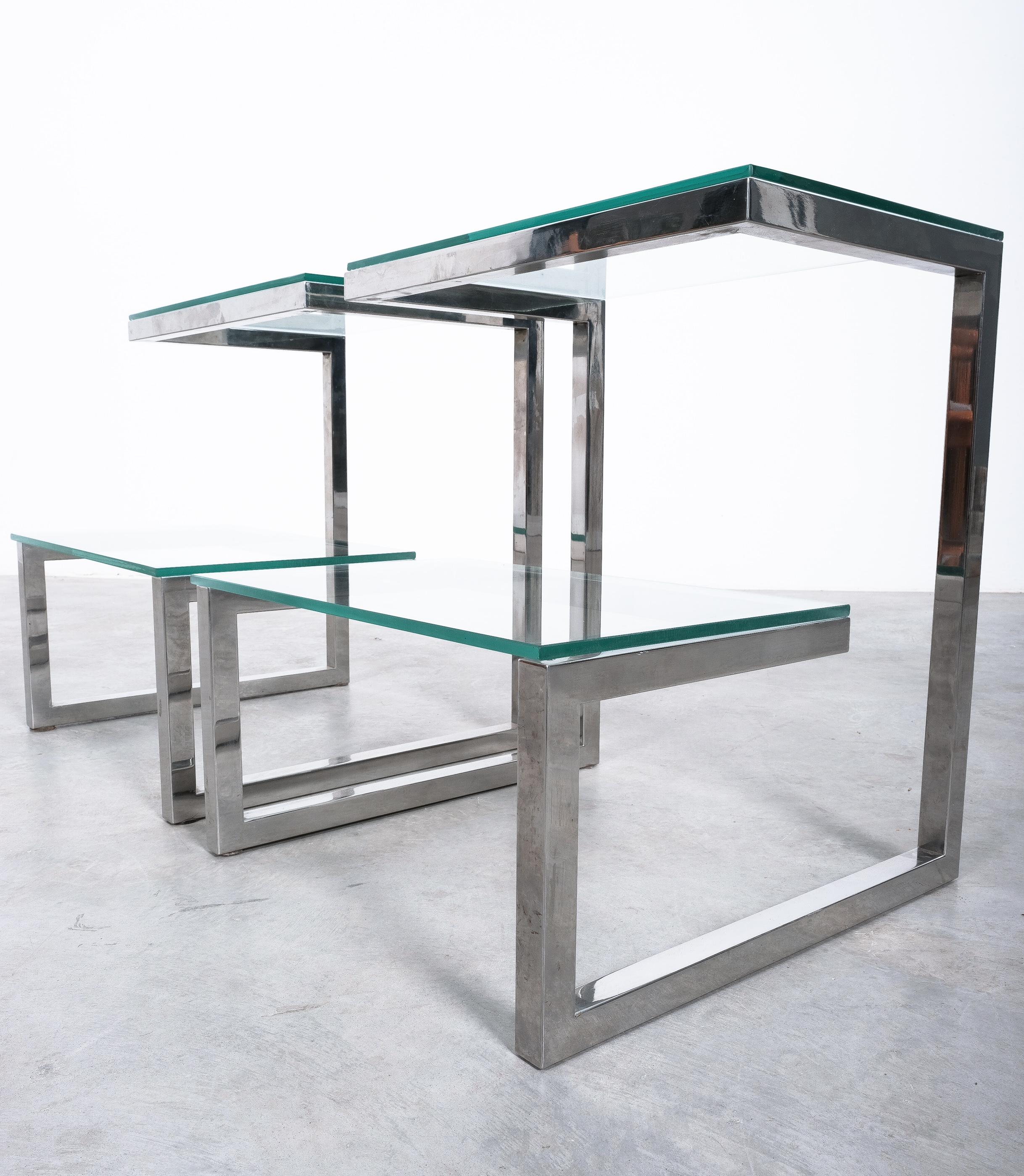 Belgo Chrome Pair of Side Tables, Belgium, circa 1970 For Sale 4