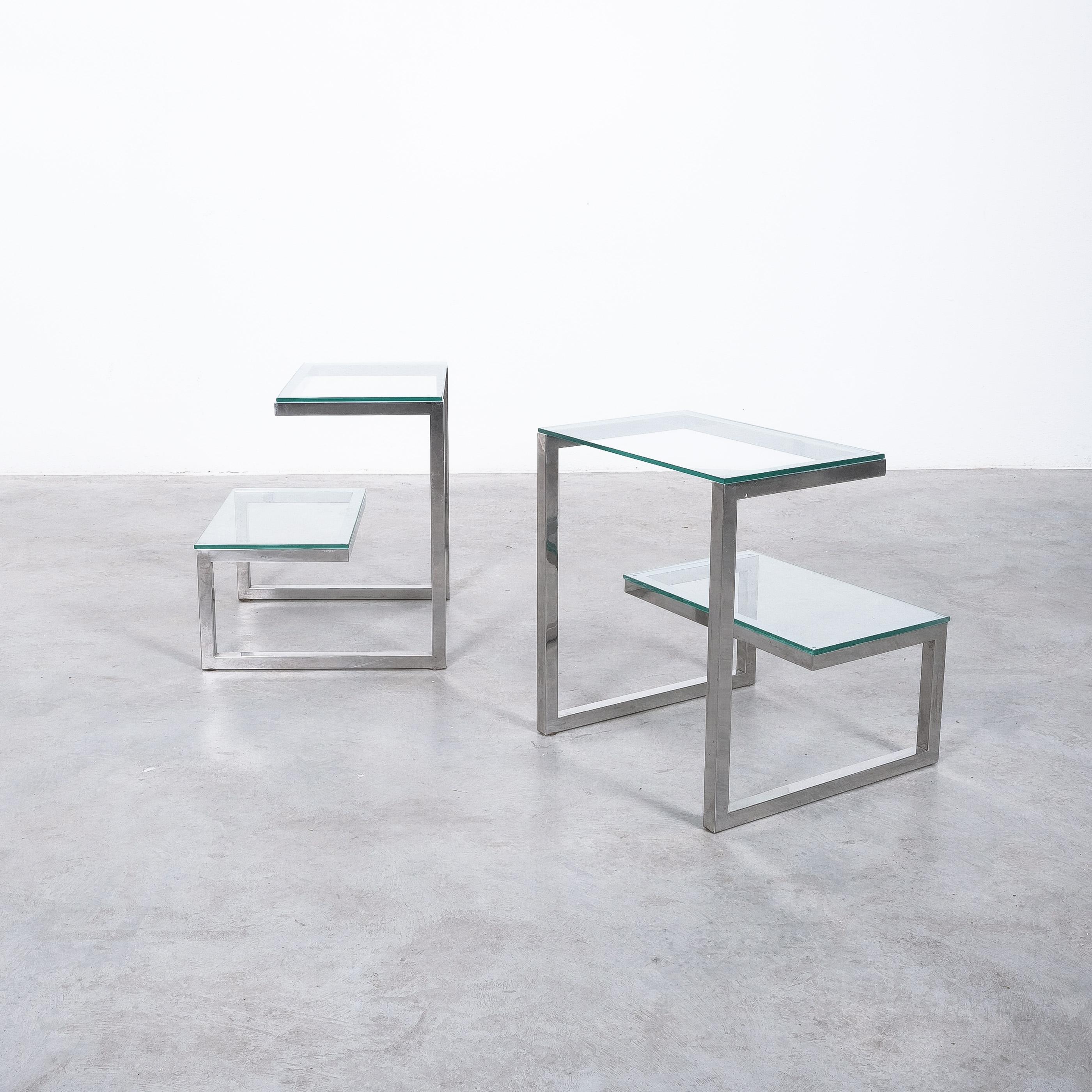 Mid-Century Modern Belgo Chrome Pair of Side Tables, Belgium, circa 1970 For Sale