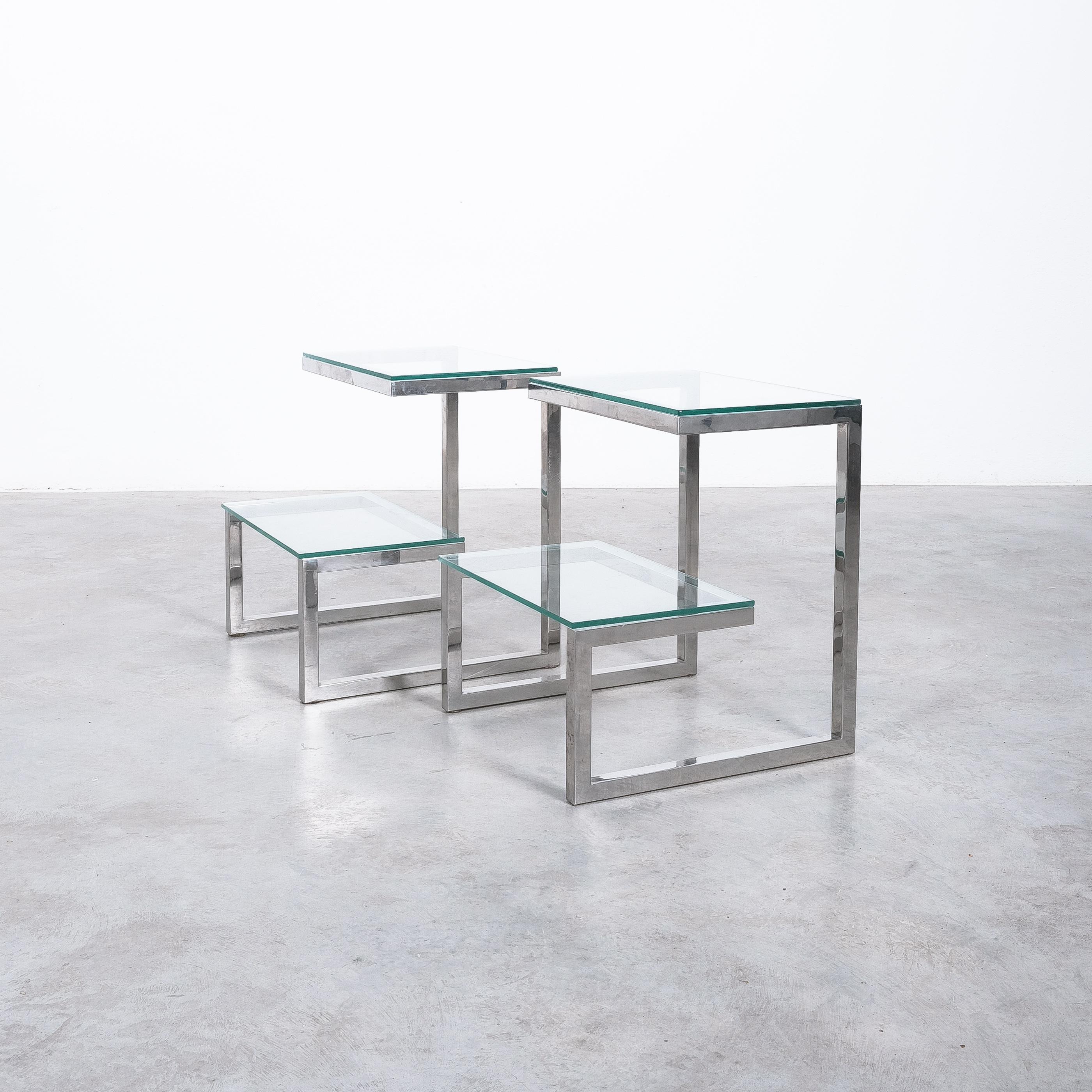Belgo Chrome Pair of Side Tables, Belgium, circa 1970 In Good Condition For Sale In Vienna, AT
