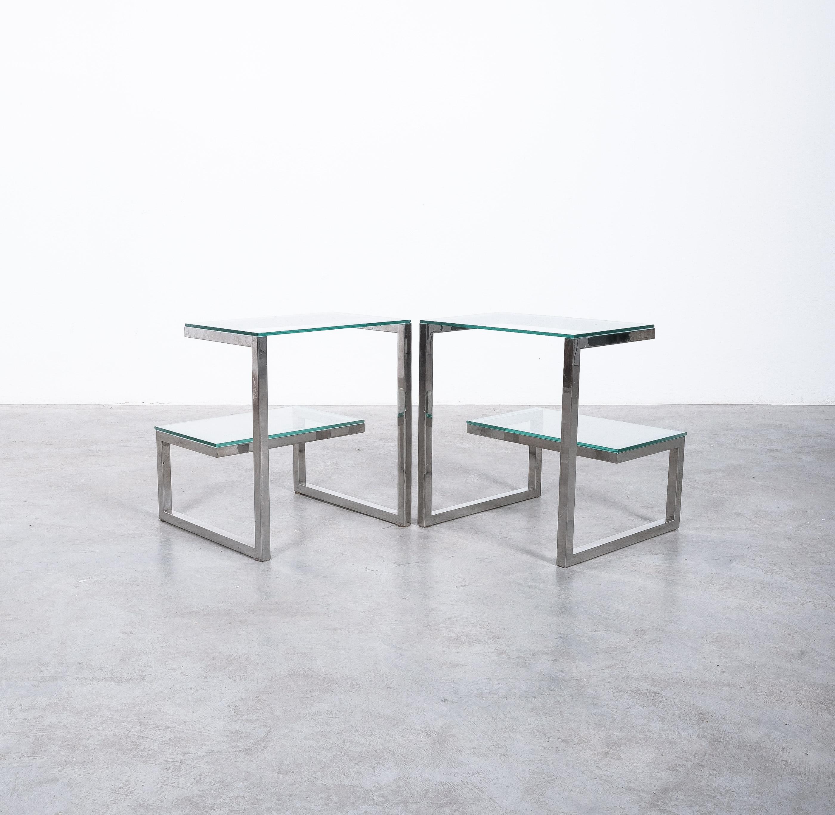 Late 20th Century Belgo Chrome Pair of Side Tables, Belgium, circa 1970 For Sale
