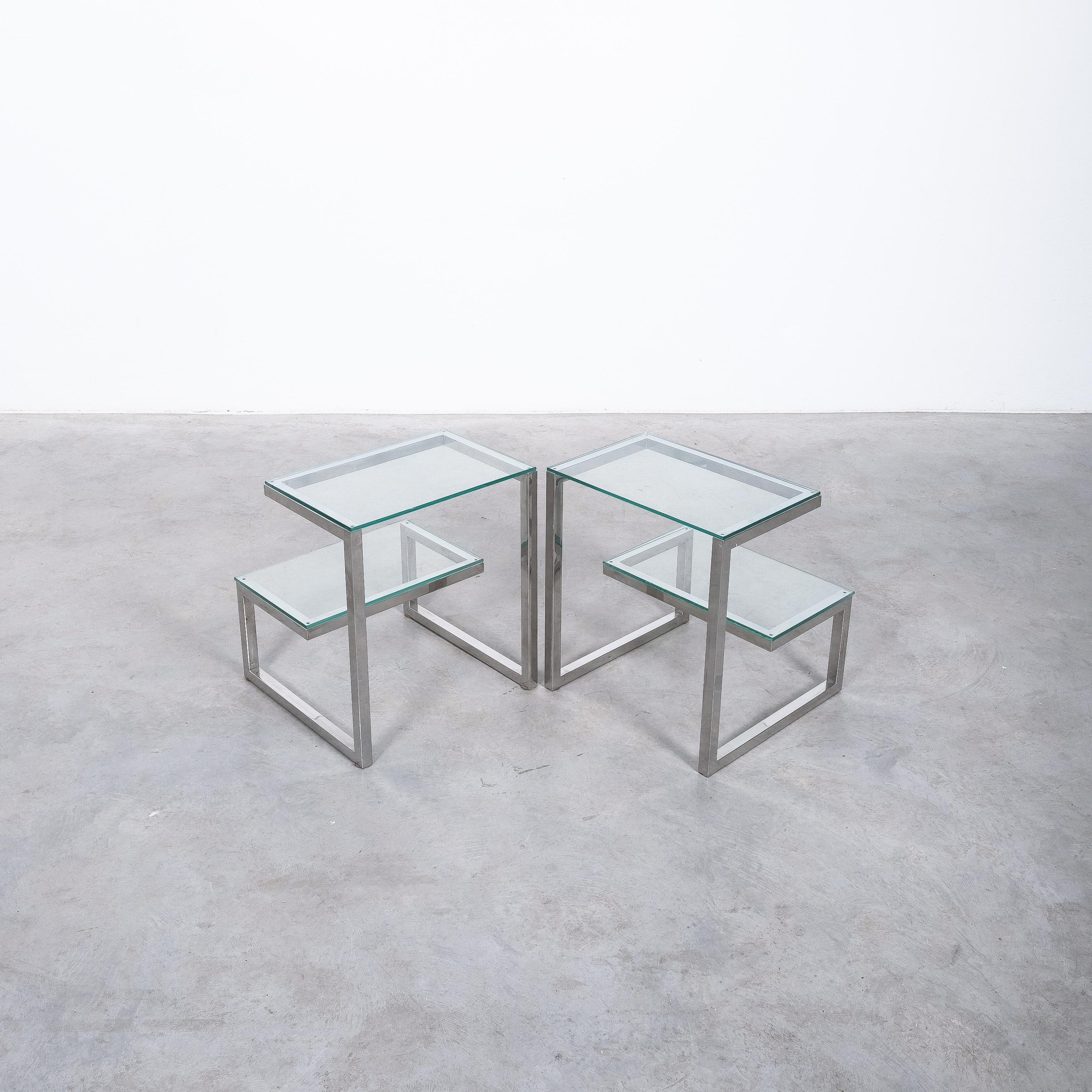 Steel Belgo Chrome Pair of Side Tables, Belgium, circa 1970 For Sale