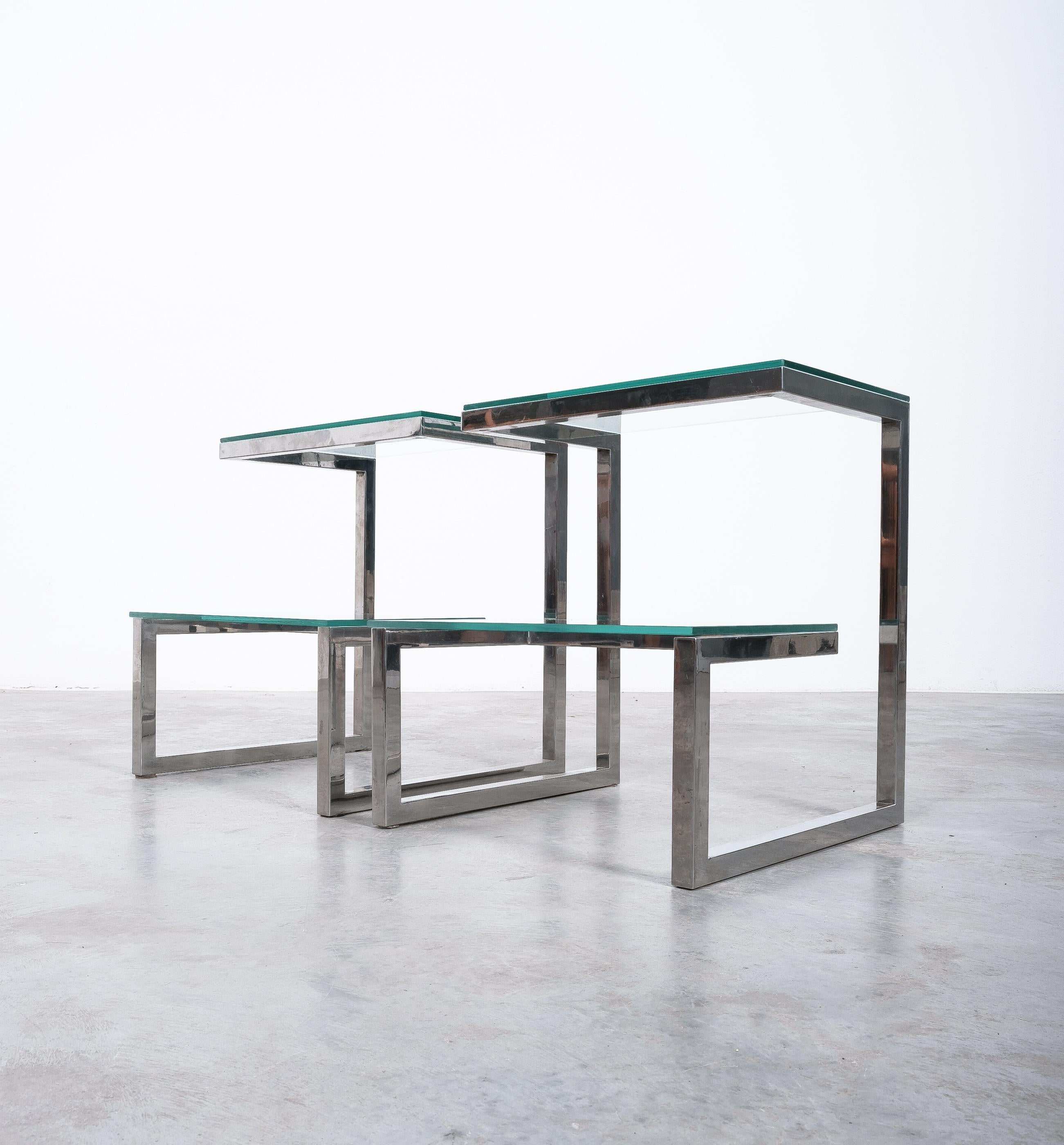 Belgo Chrome Pair of Side Tables, Belgium, circa 1970 For Sale 1