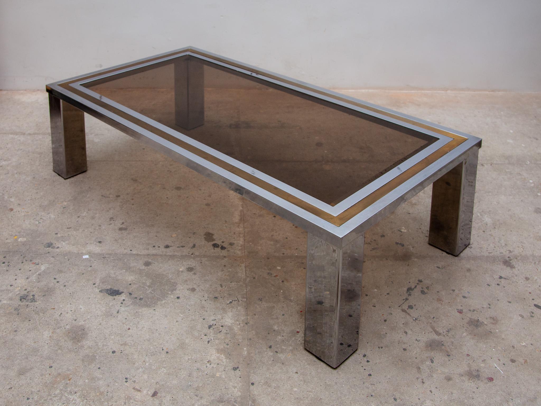 Belgo Chrome Rectangular Coffee Table, 1980, Belgium In Good Condition For Sale In Antwerp, BE