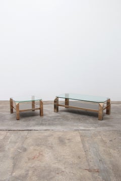 Belgo Chrome Set of Coffee Tables 23 Carat Gold Plated, 1960