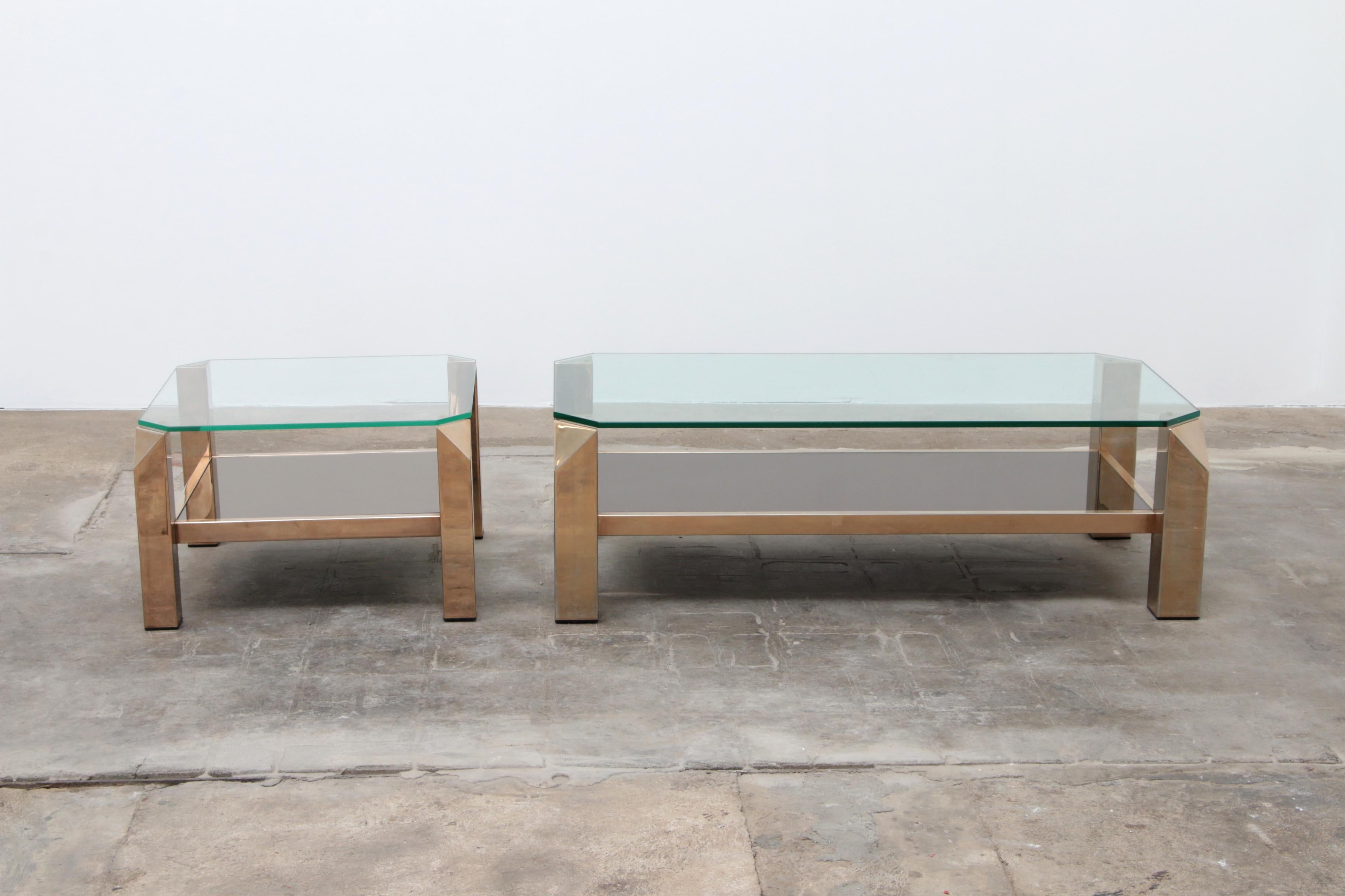 Mid-20th Century Belgo Chrome Set of Coffee Tables 23 Carat Gold Plated, 1960 For Sale