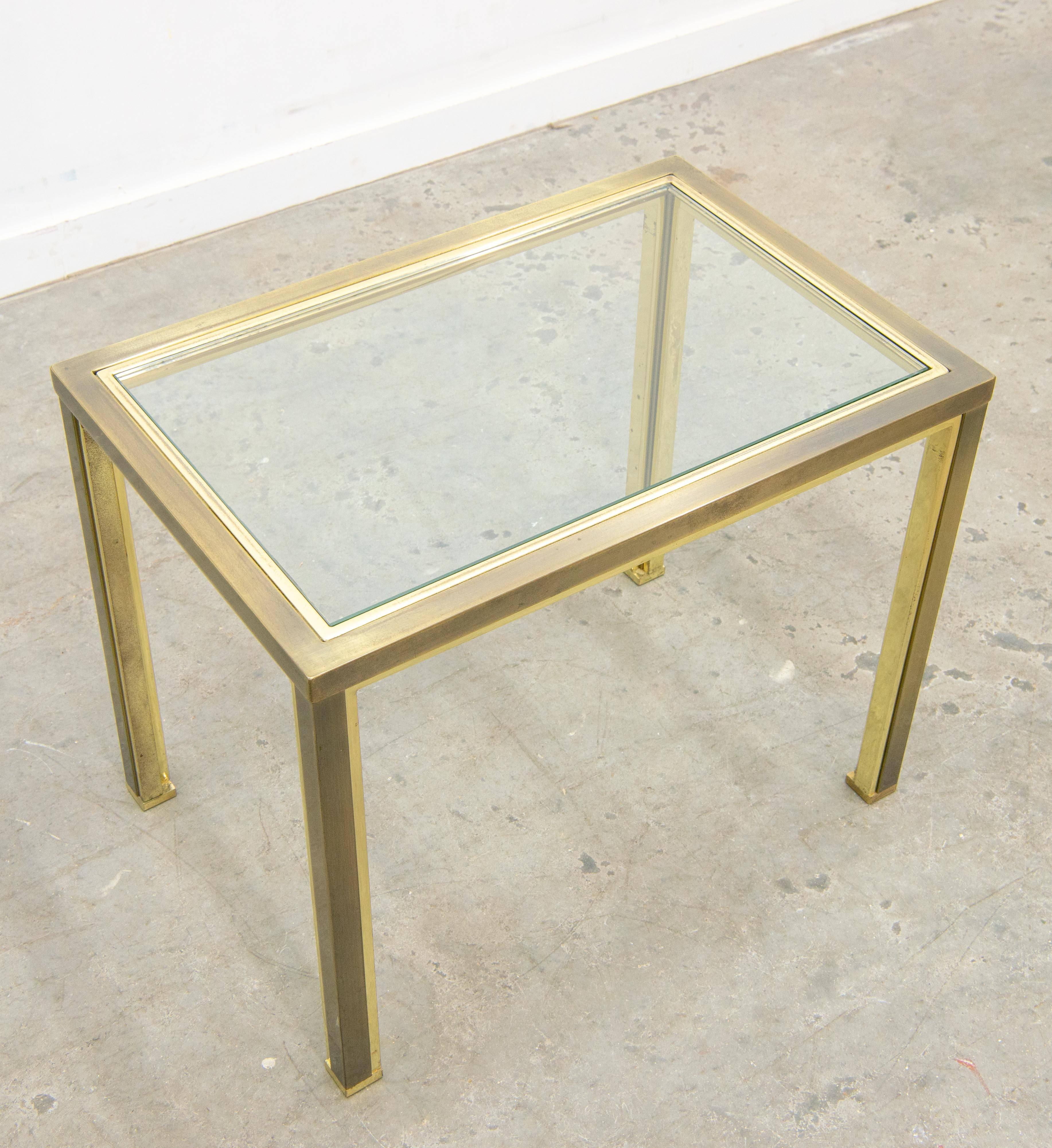 Post-Modern Belgo Chrome Side Table with Glass and 23-Karat Gold Plating For Sale