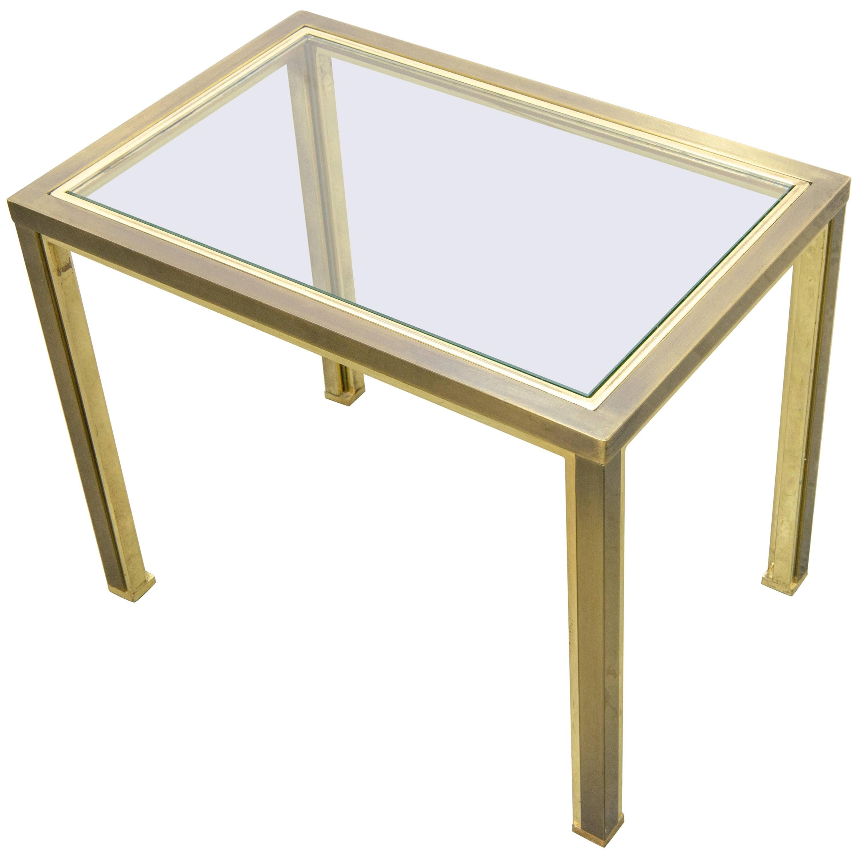 Belgo Chrome Side Table with Glass and 23-Karat Gold Plating For Sale