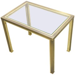 Belgo Chrome Side Table with Glass and 23-Karat Gold Plating