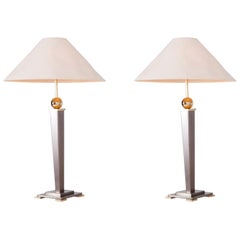 Belgo Chrome Table Light in Brushed Steel, Set of Two