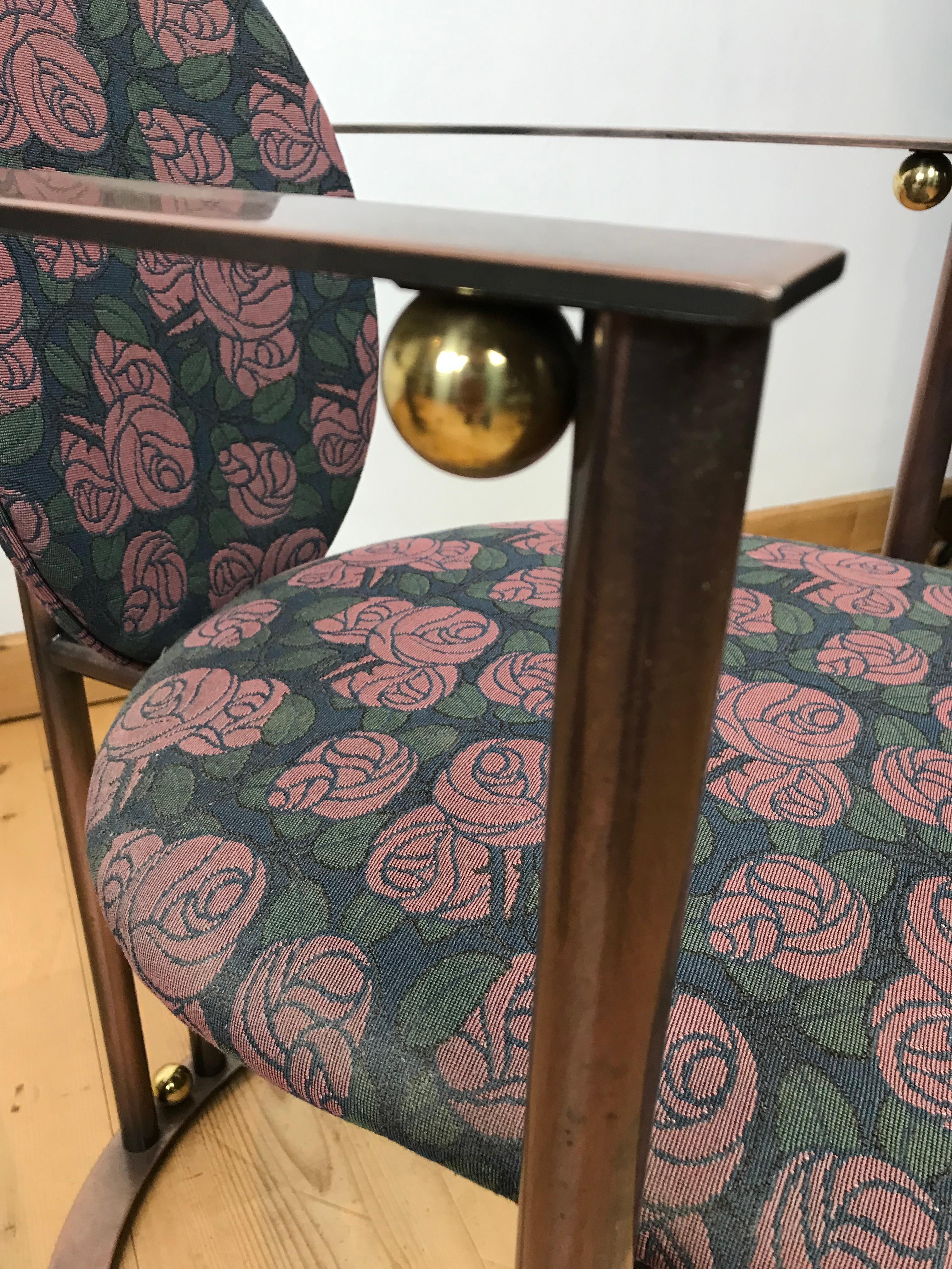 Belgo Chrome Table with 2 Chairs with Roses, 1980s For Sale 3