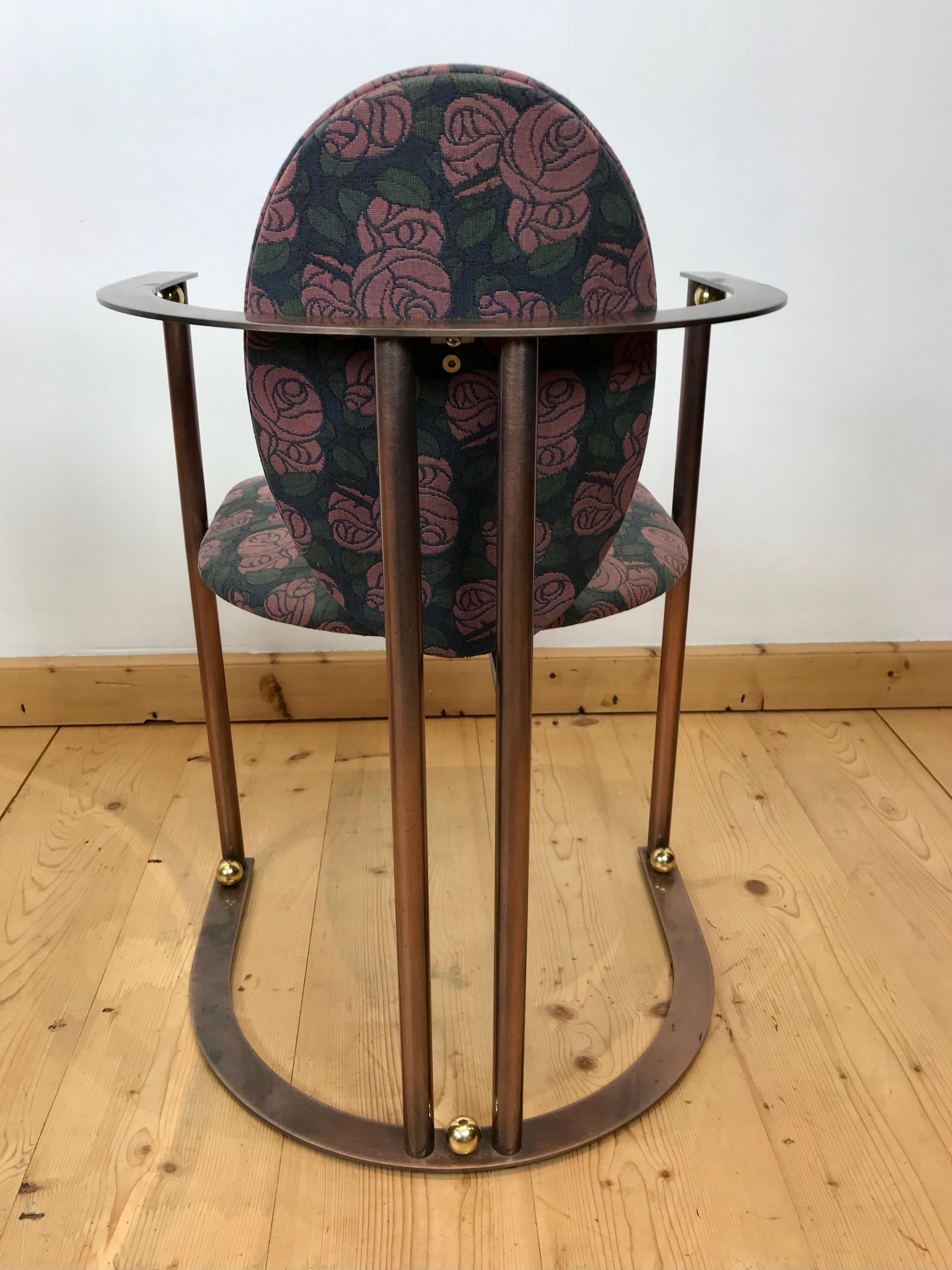 Belgo Chrome Table with 2 Chairs with Roses, 1980s For Sale 7