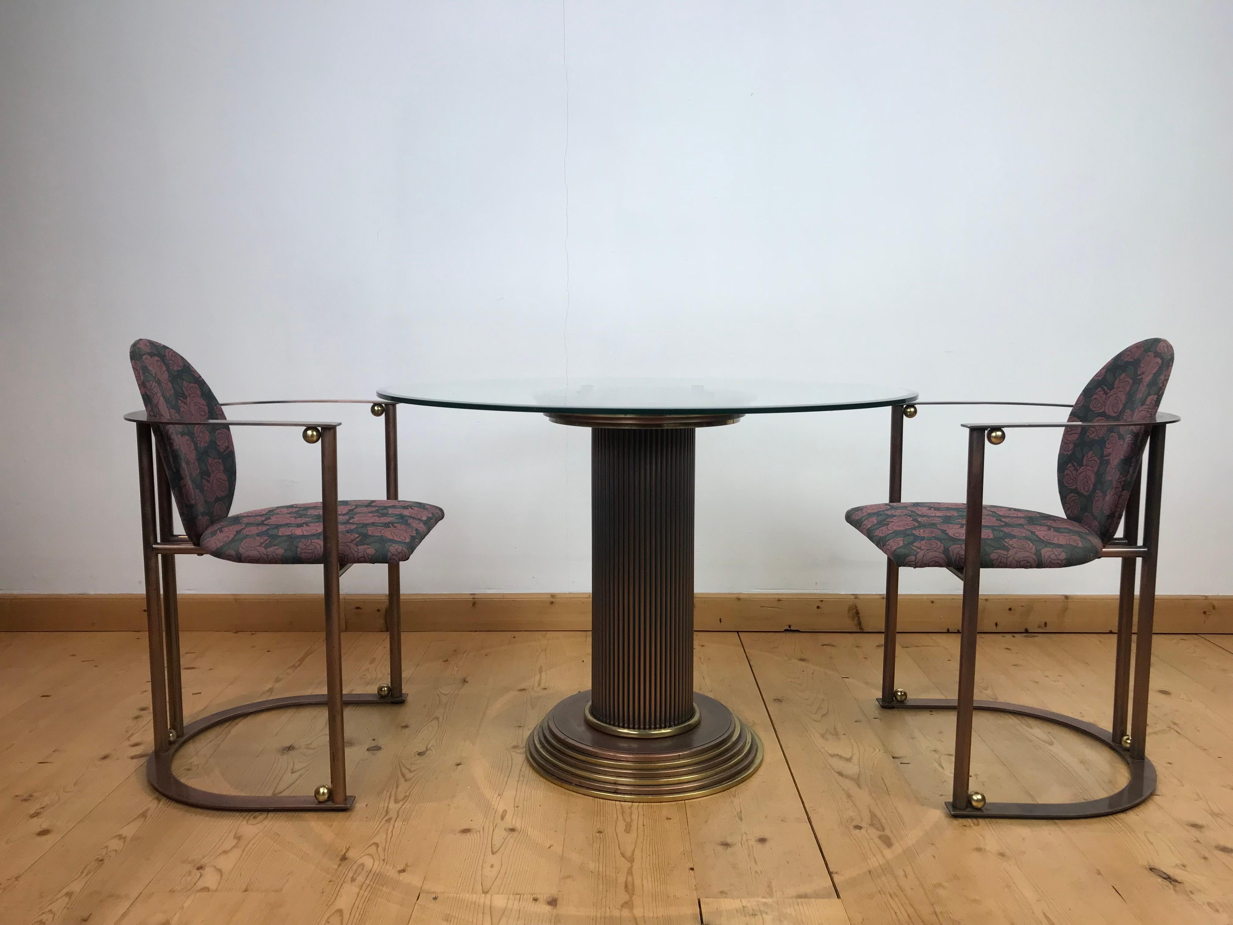 Belgo Chrome Table with 2 Chairs with Roses, 1980s For Sale 8