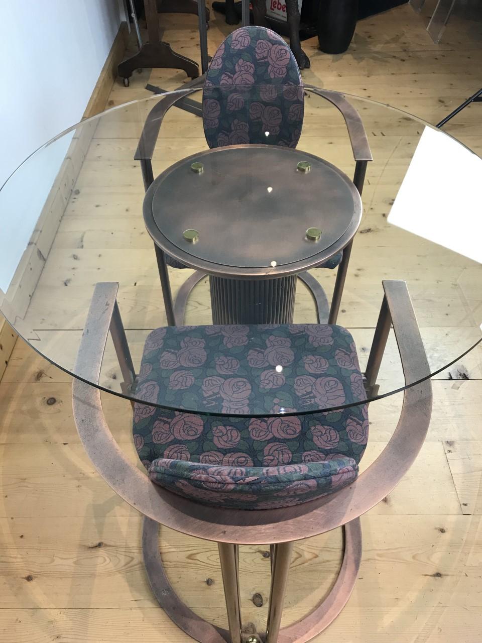 Belgo Chrome Table with 2 Chairs with Roses, 1980s For Sale 9