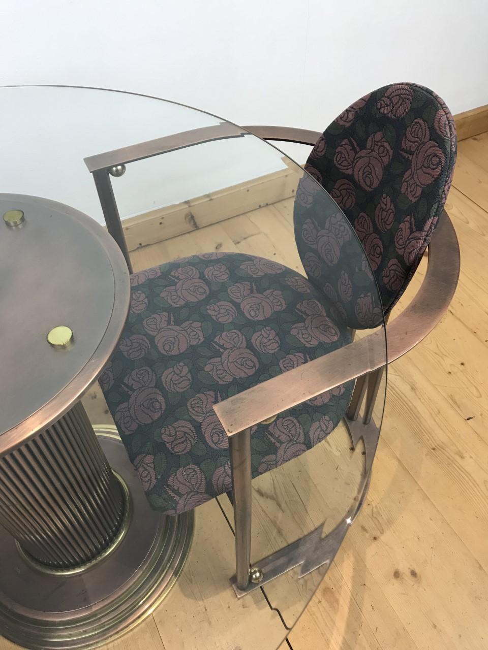 Belgo Chrome Table with 2 Chairs with Roses, 1980s For Sale 11