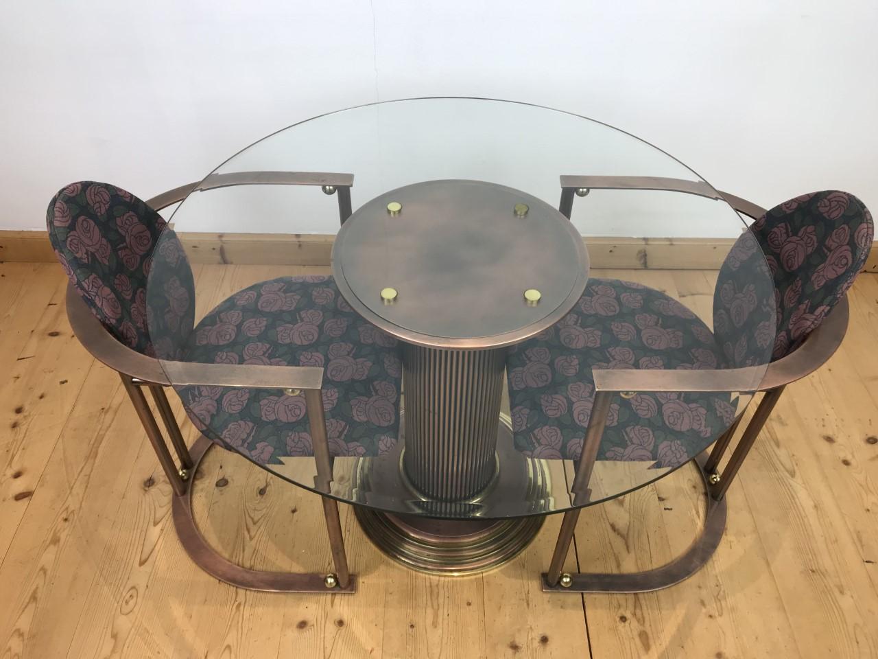 Belgo Chrome Table with 2 Chairs with Roses, 1980s For Sale 1